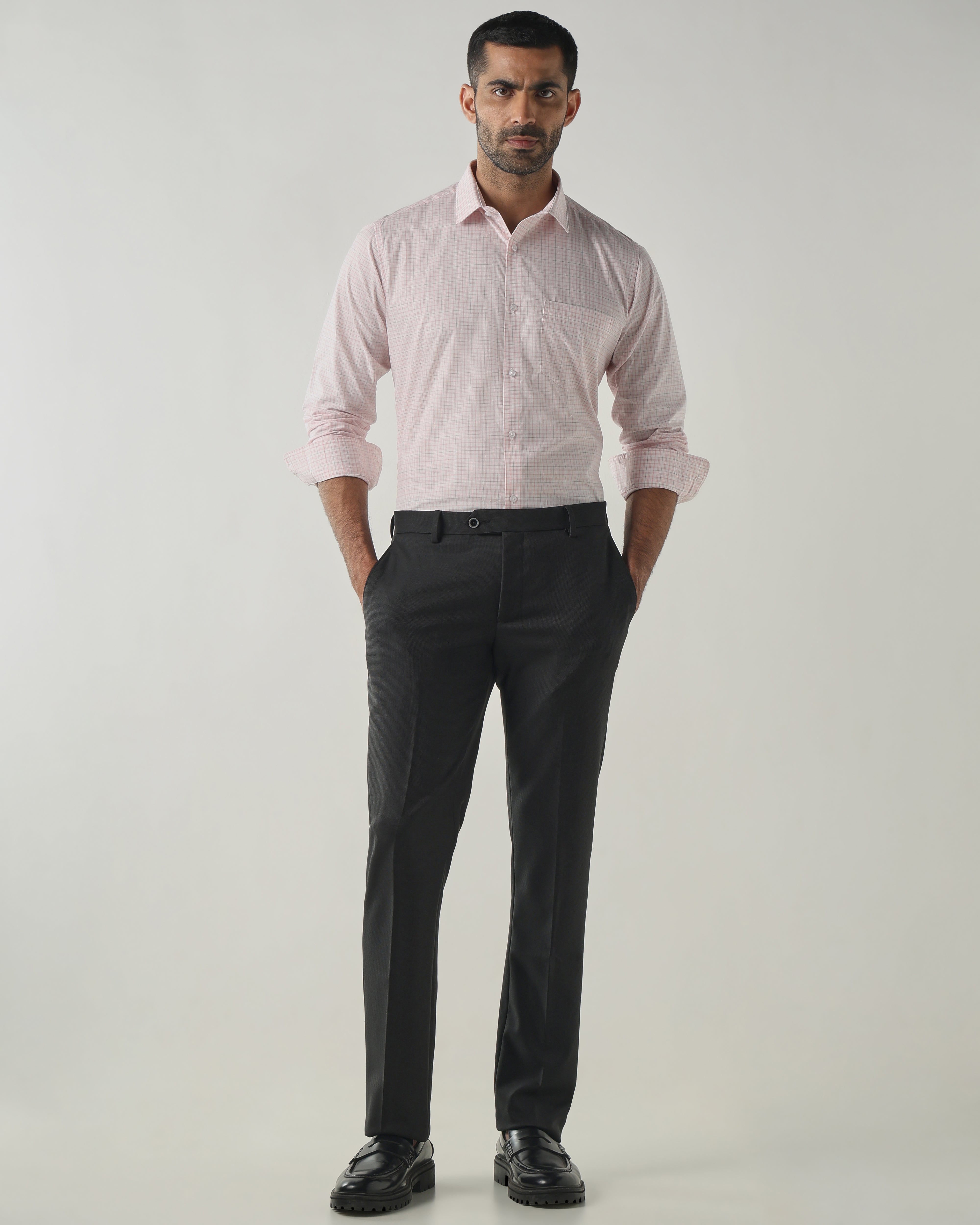Pink/White Slim Fit Formal Essential Shirts