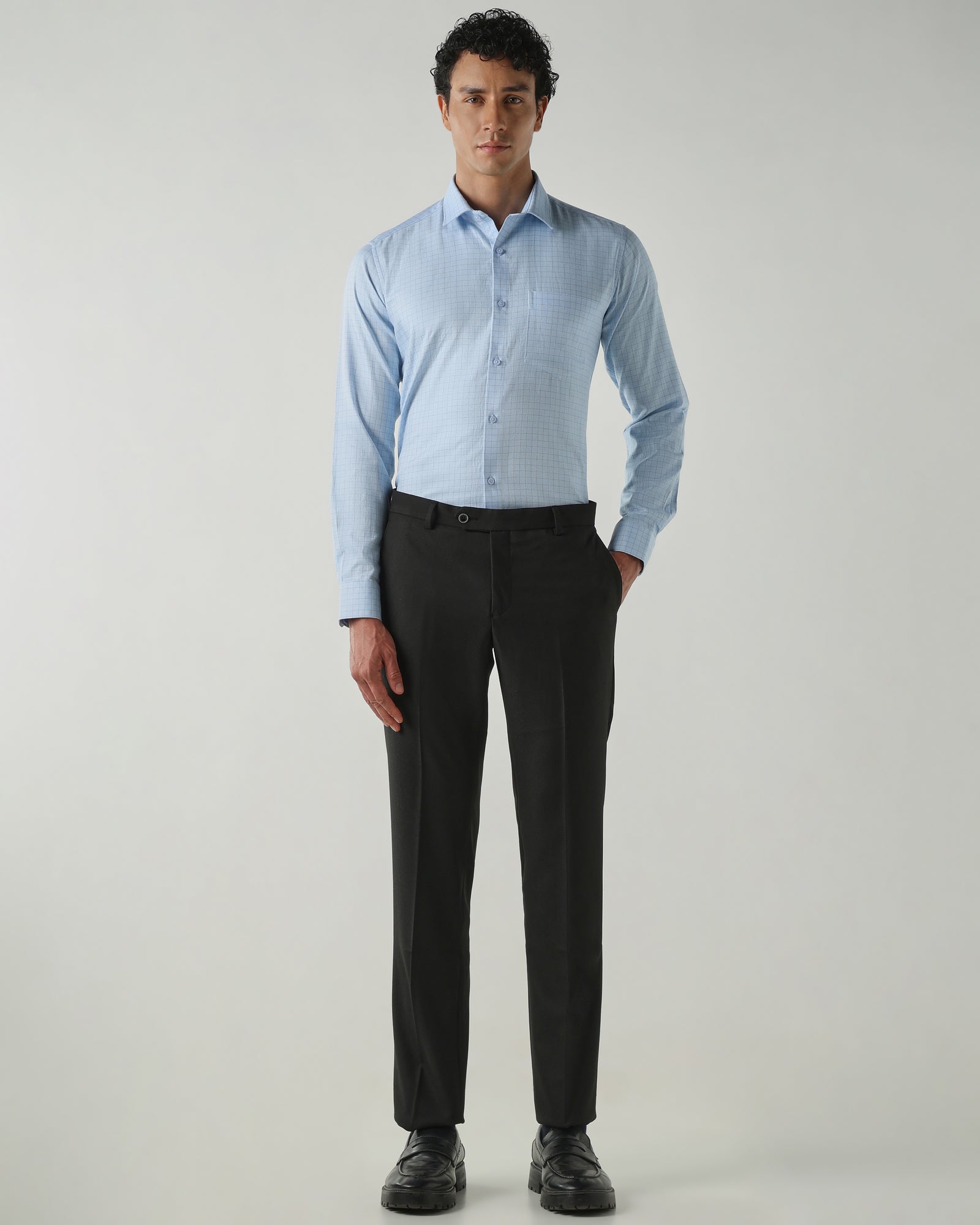 Men Slim Fit Shirts Blue