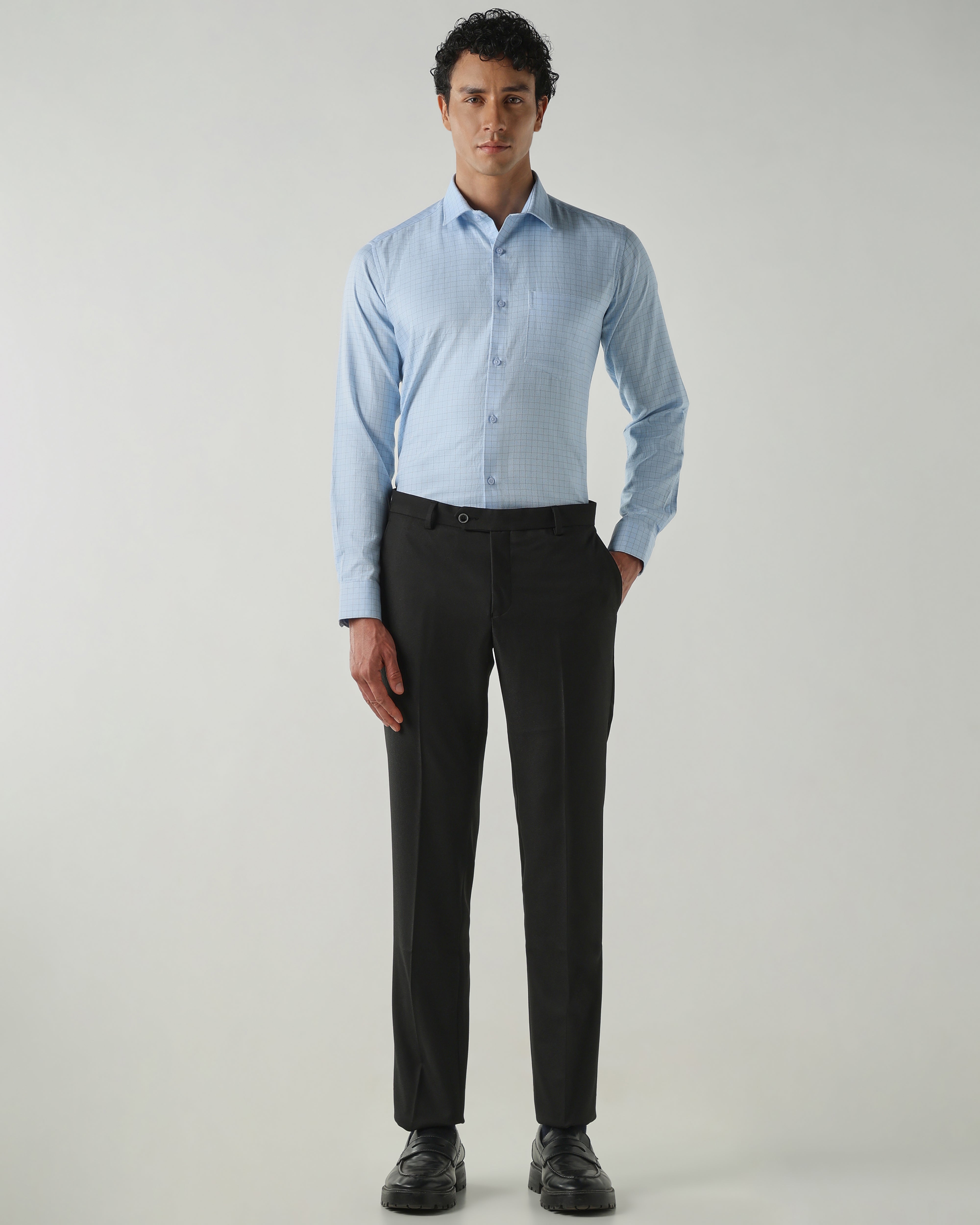 Men Slim Fit Shirts Blue