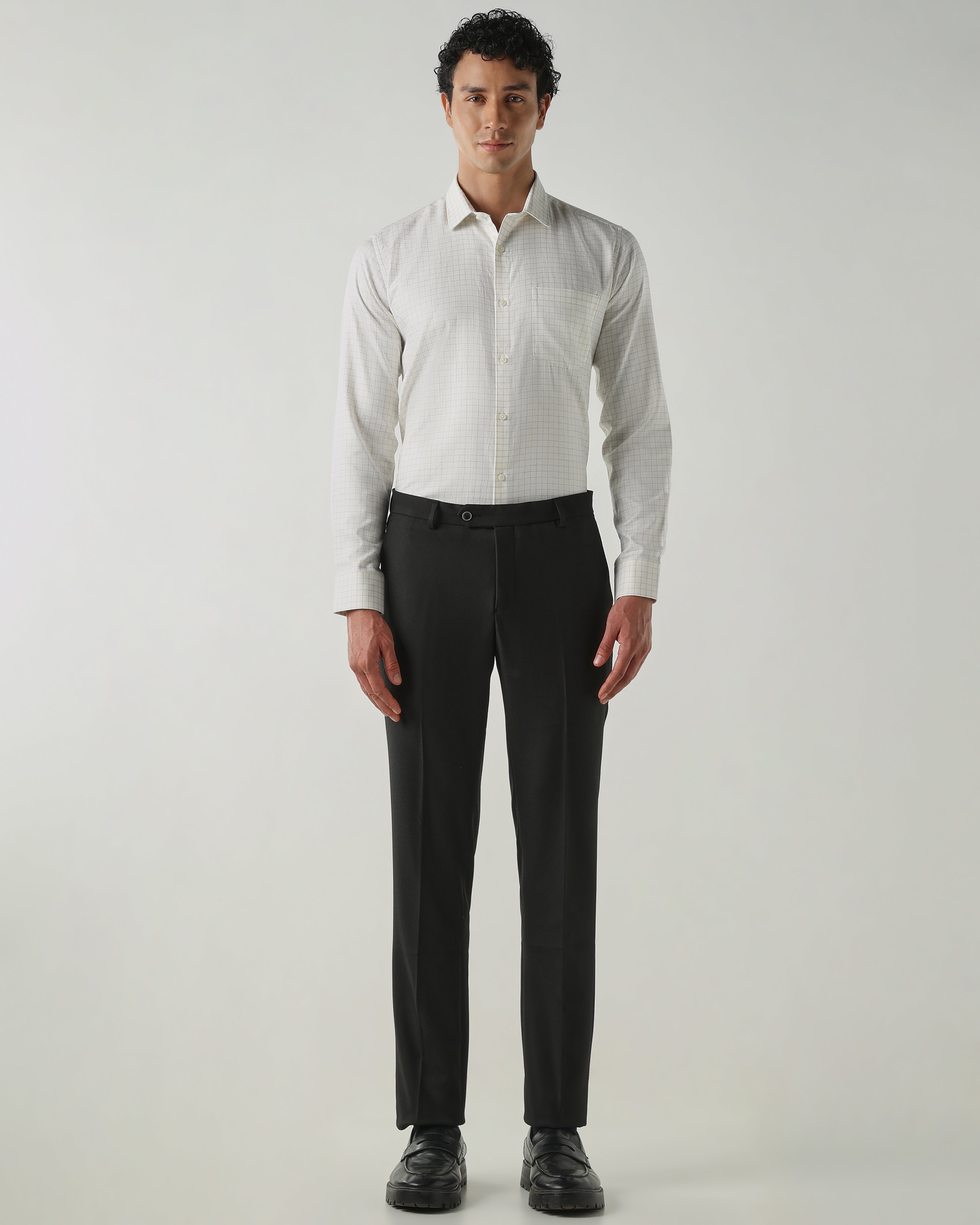 Men Slim Fit Shirts Cream