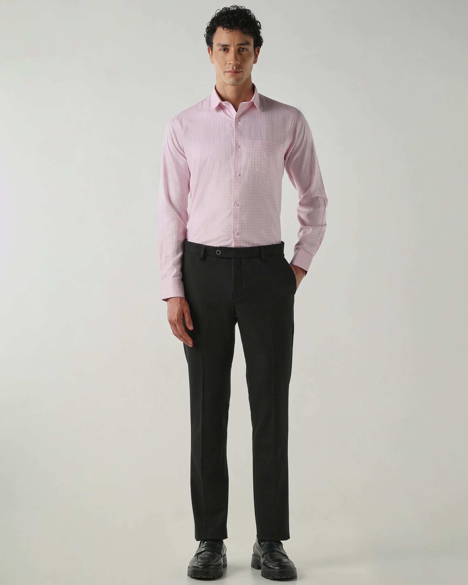 Men Slim Fit Shirts Pink