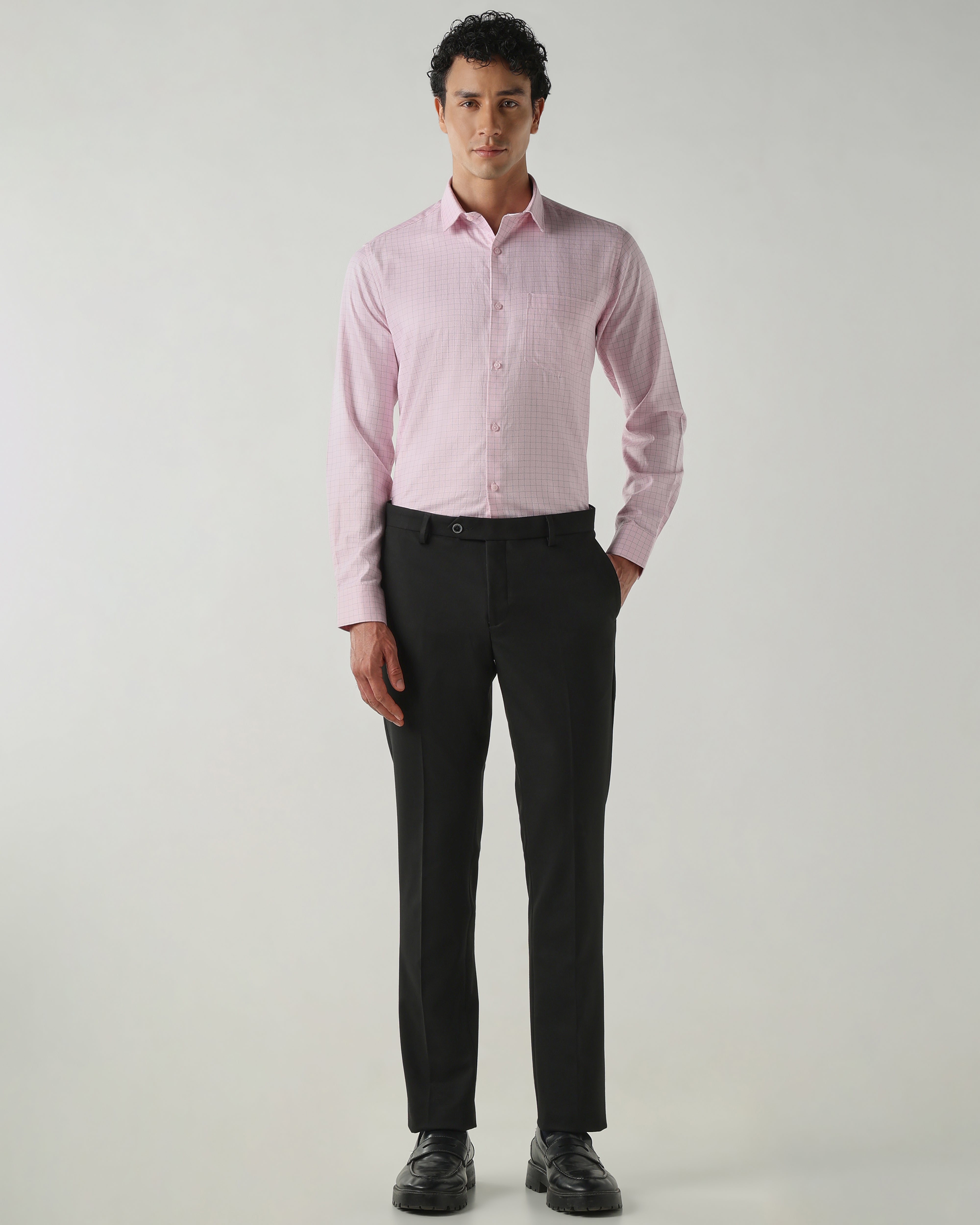 Men Slim Fit Shirts Pink