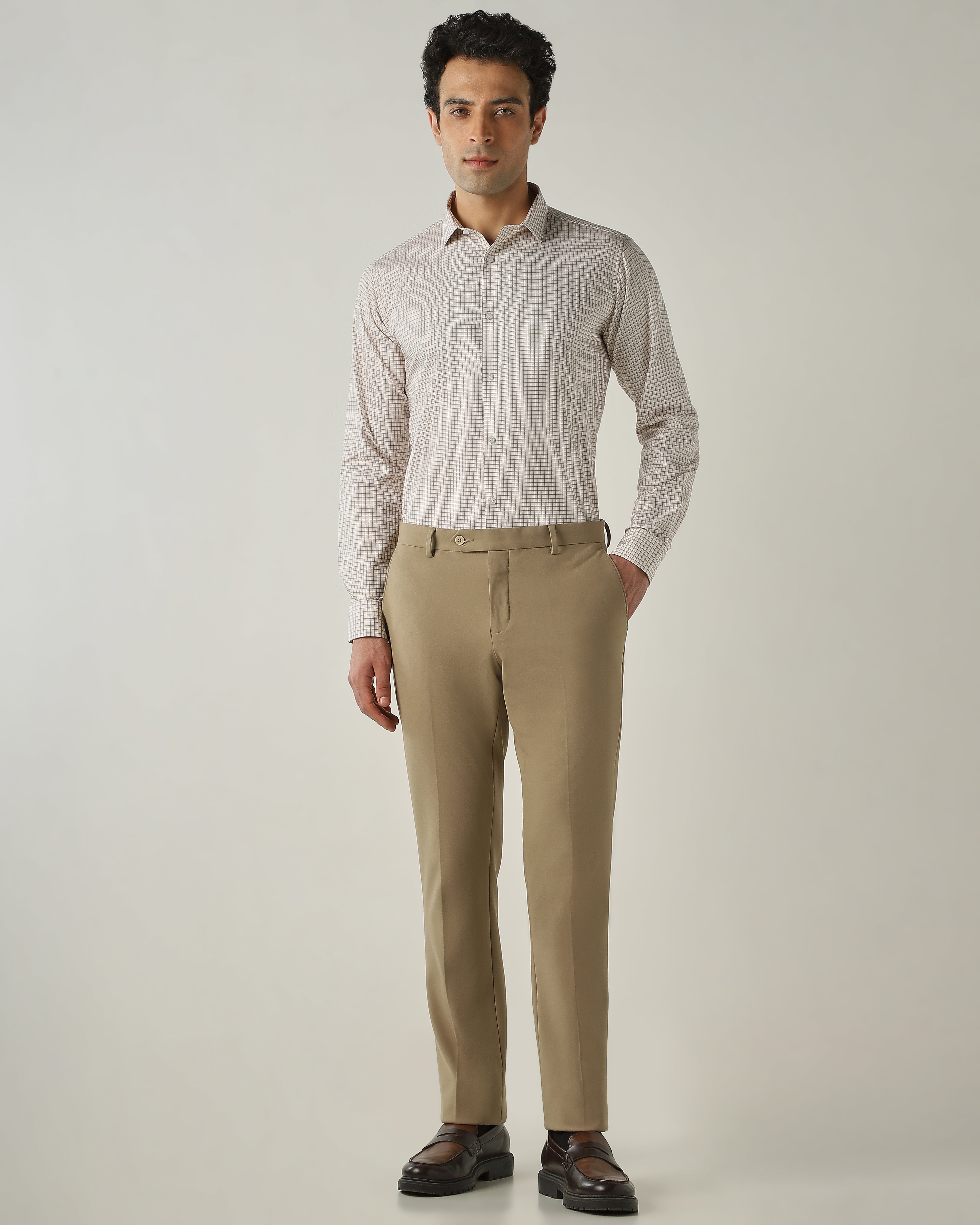 Shirt Beige Slim Fit 100% Cotton
