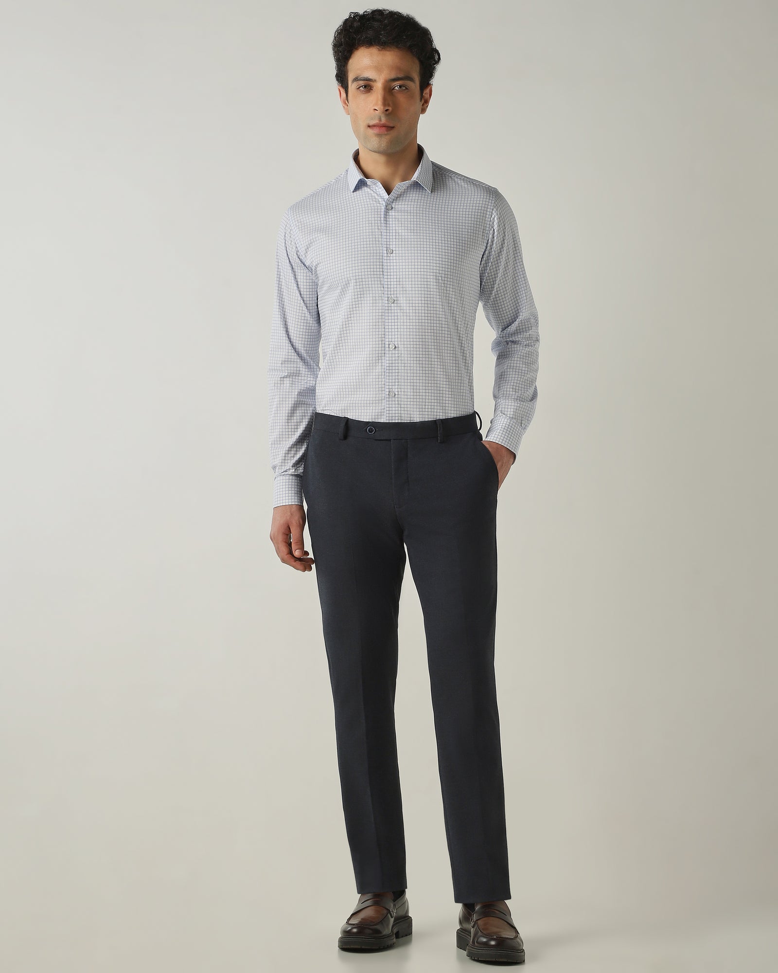 Shirt Blue Slim Fit 100% Cotton