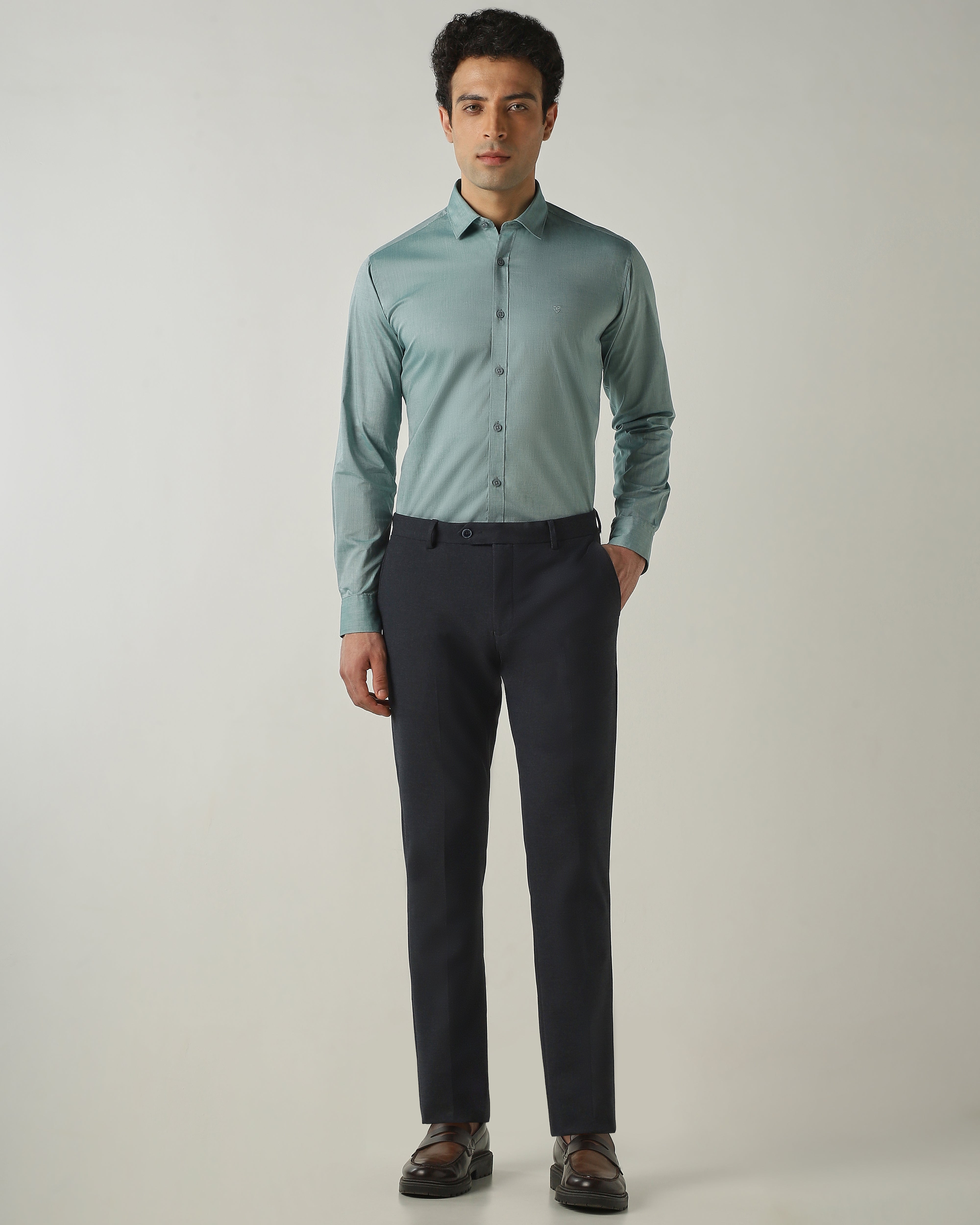 Shirt Lt Green Slim Fit 100% Cotton