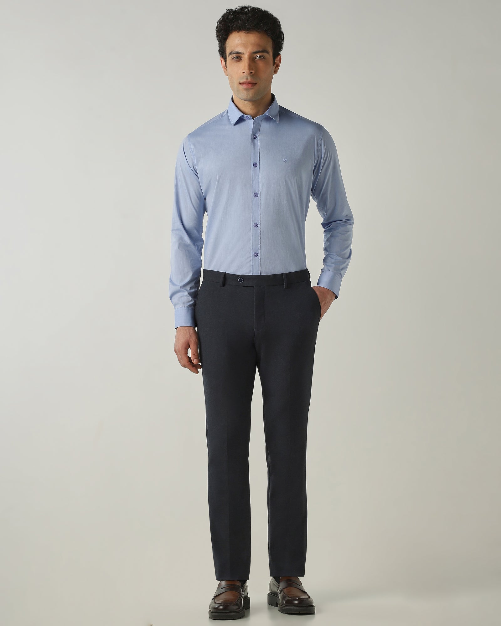 Shirt Sky Blue Slim Fit 100% Cotton