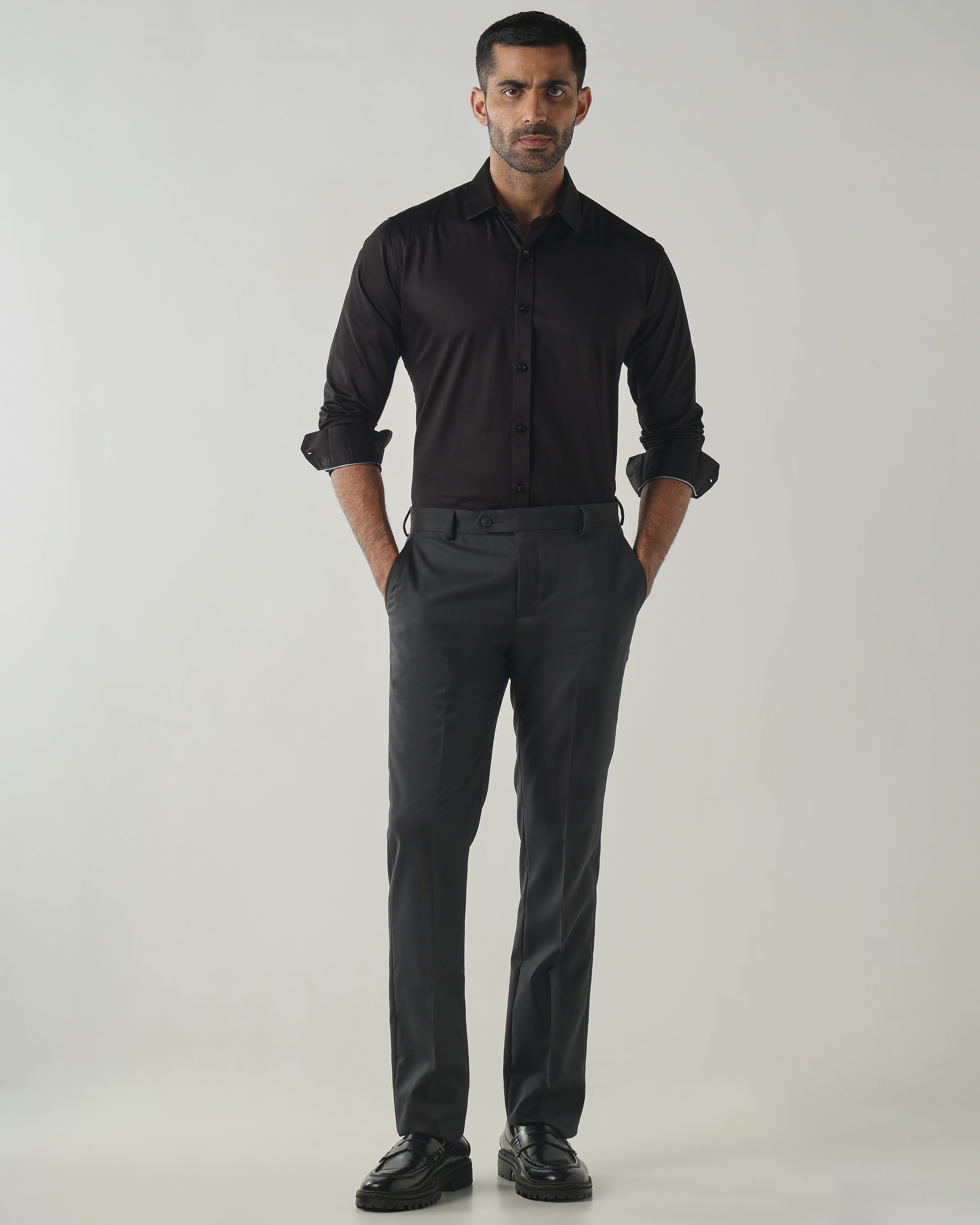 Black Slim fit Fashion Formal Shirts