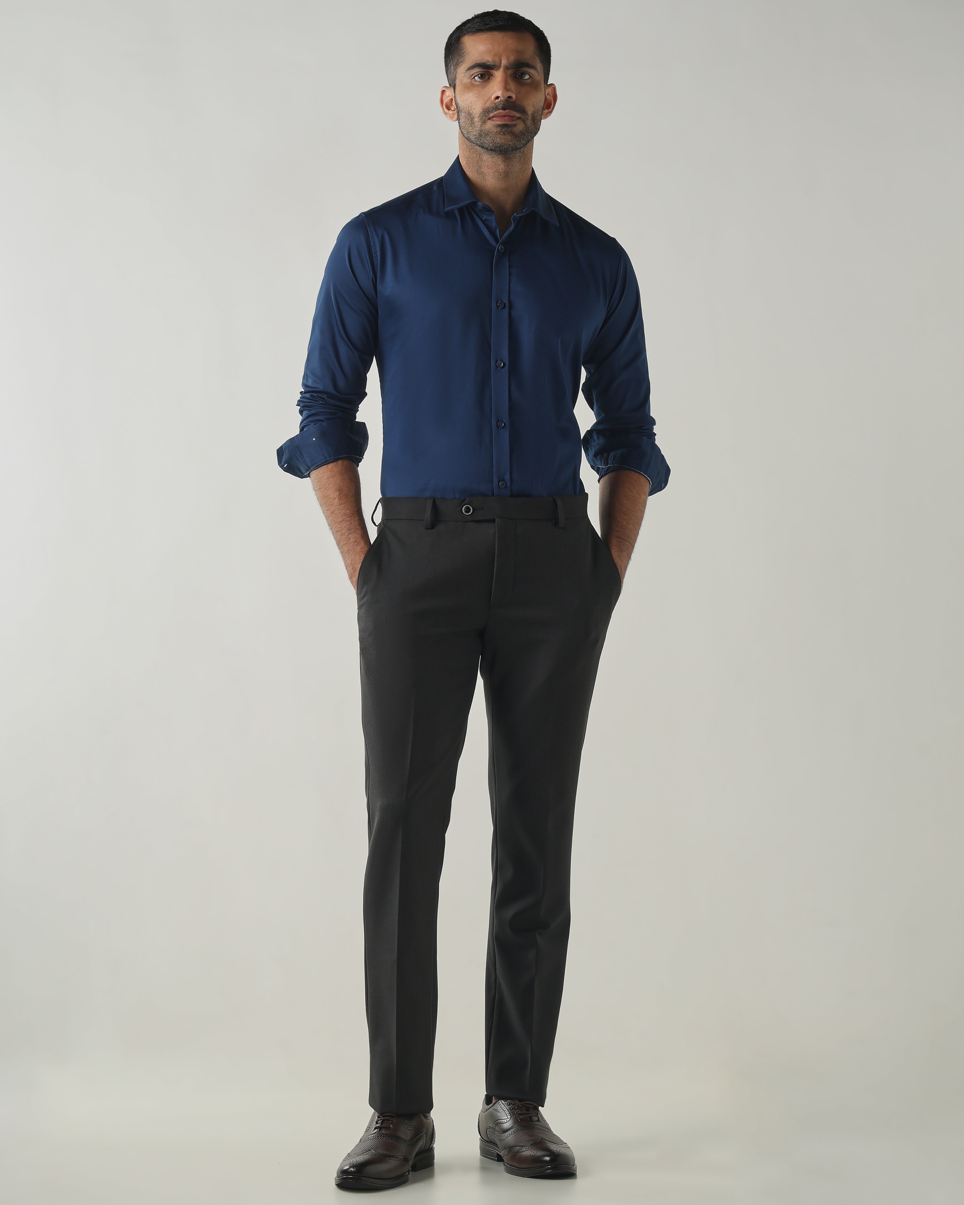 Mid Night Blue Slim fit Fashion Formal Shirts