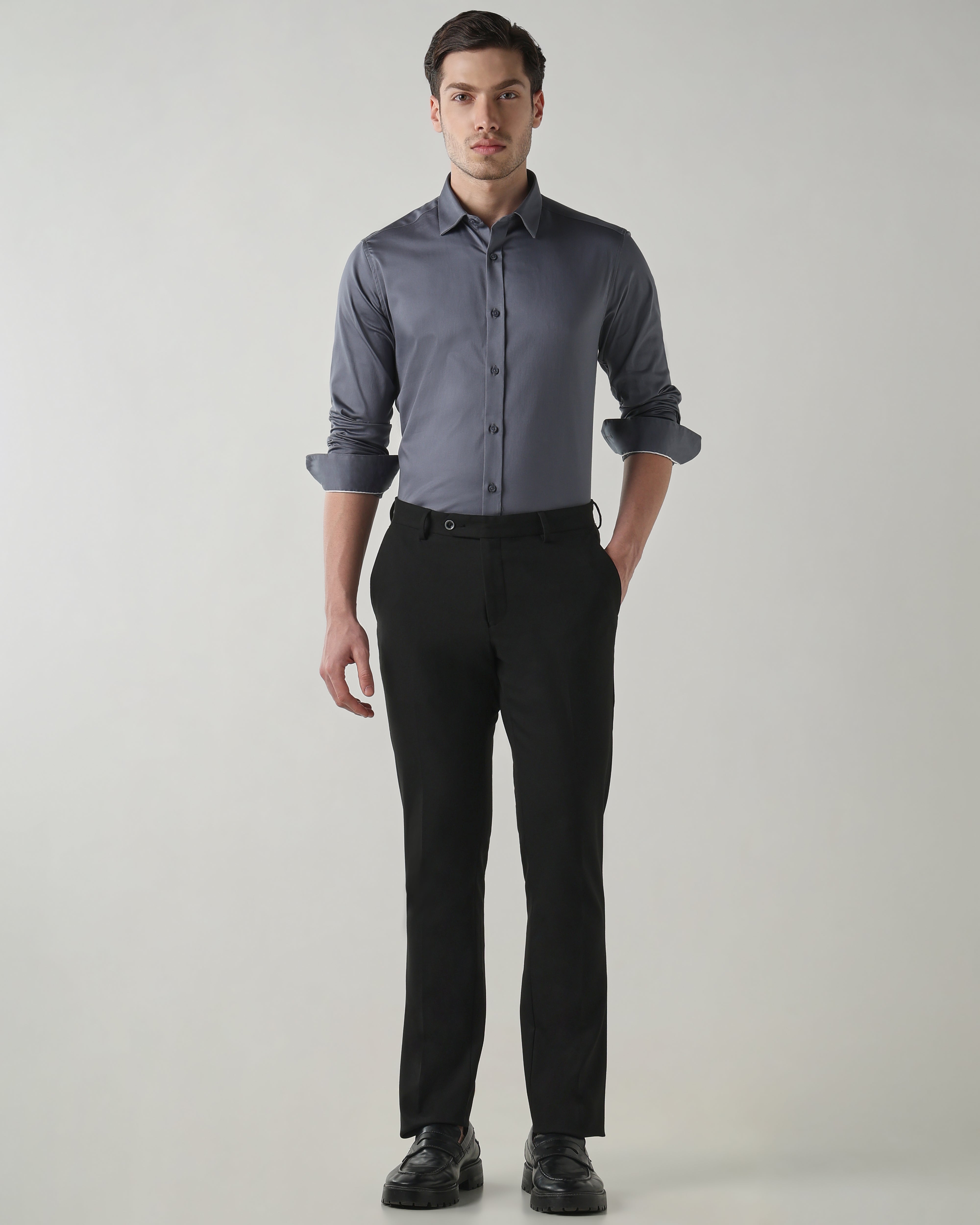 Men Regular Fit Shirt Mercury Grey