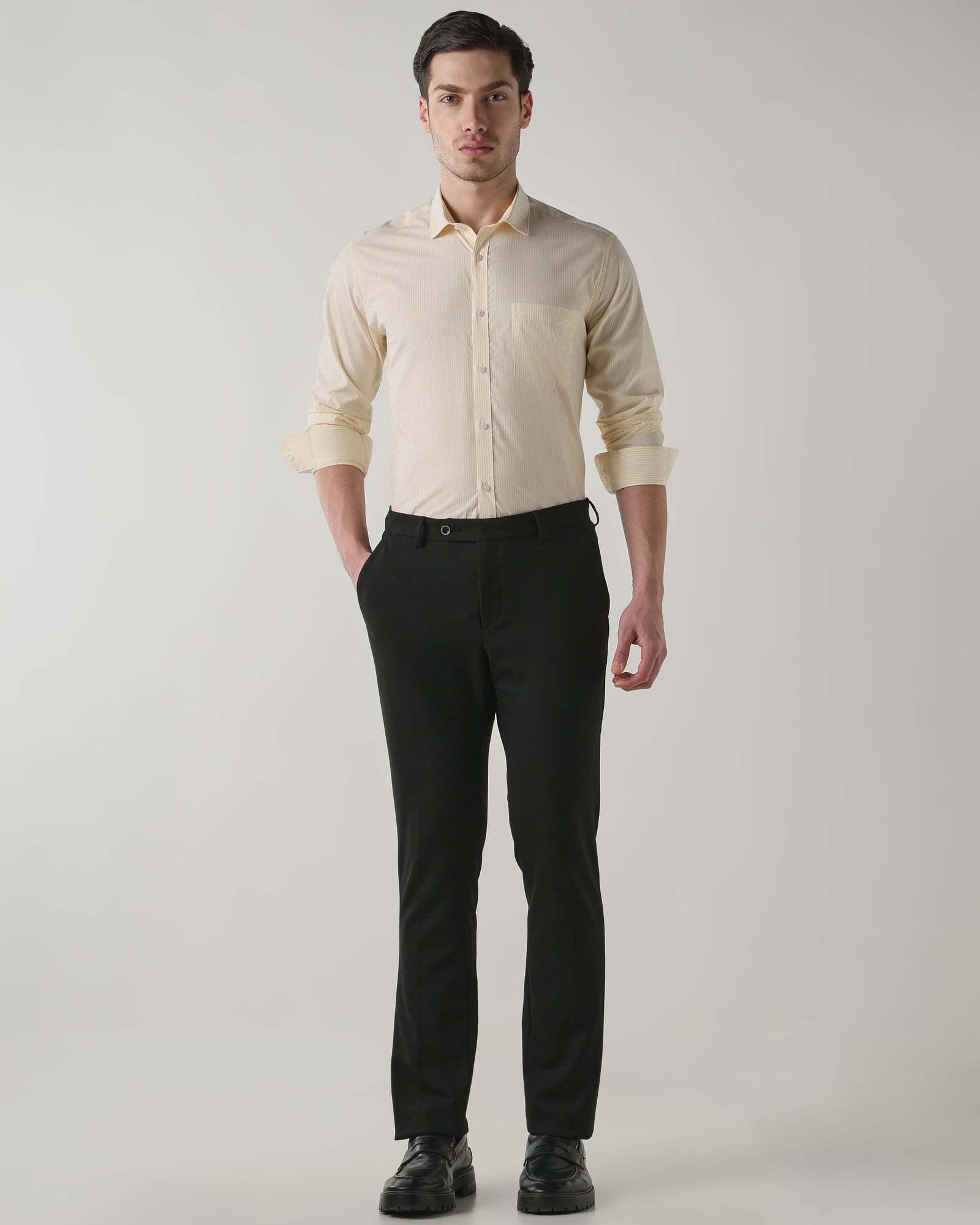Men Regular Fit Shirt White/Light Yellow