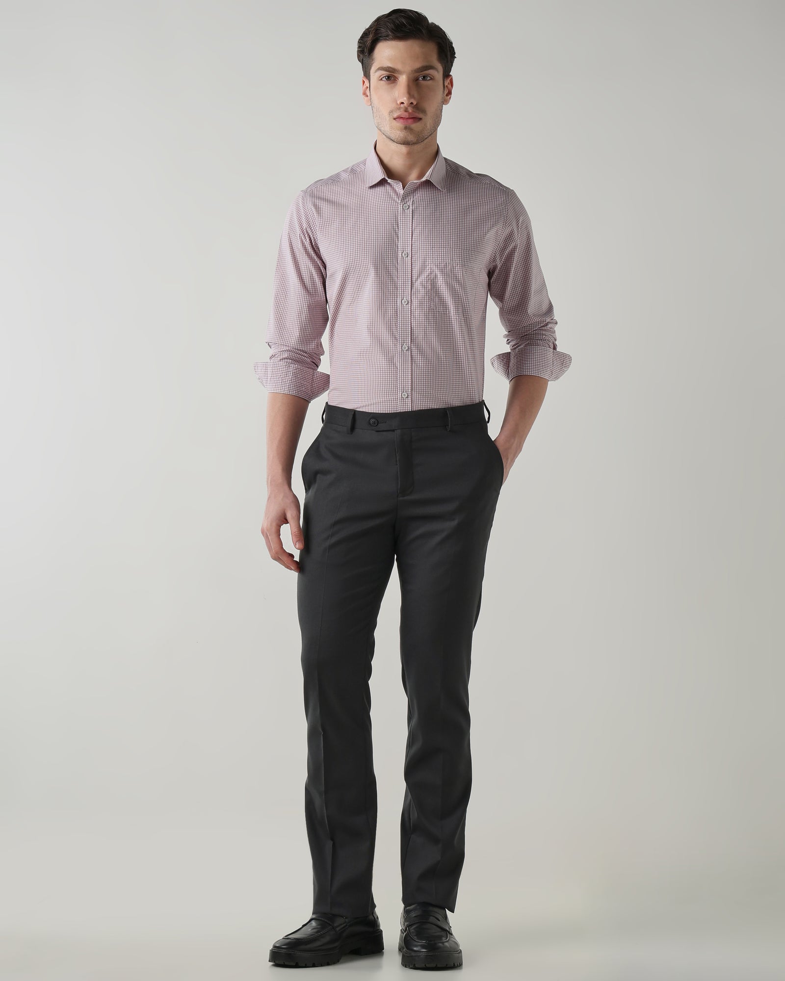 Men Regular Fit Shirt White/Maroon