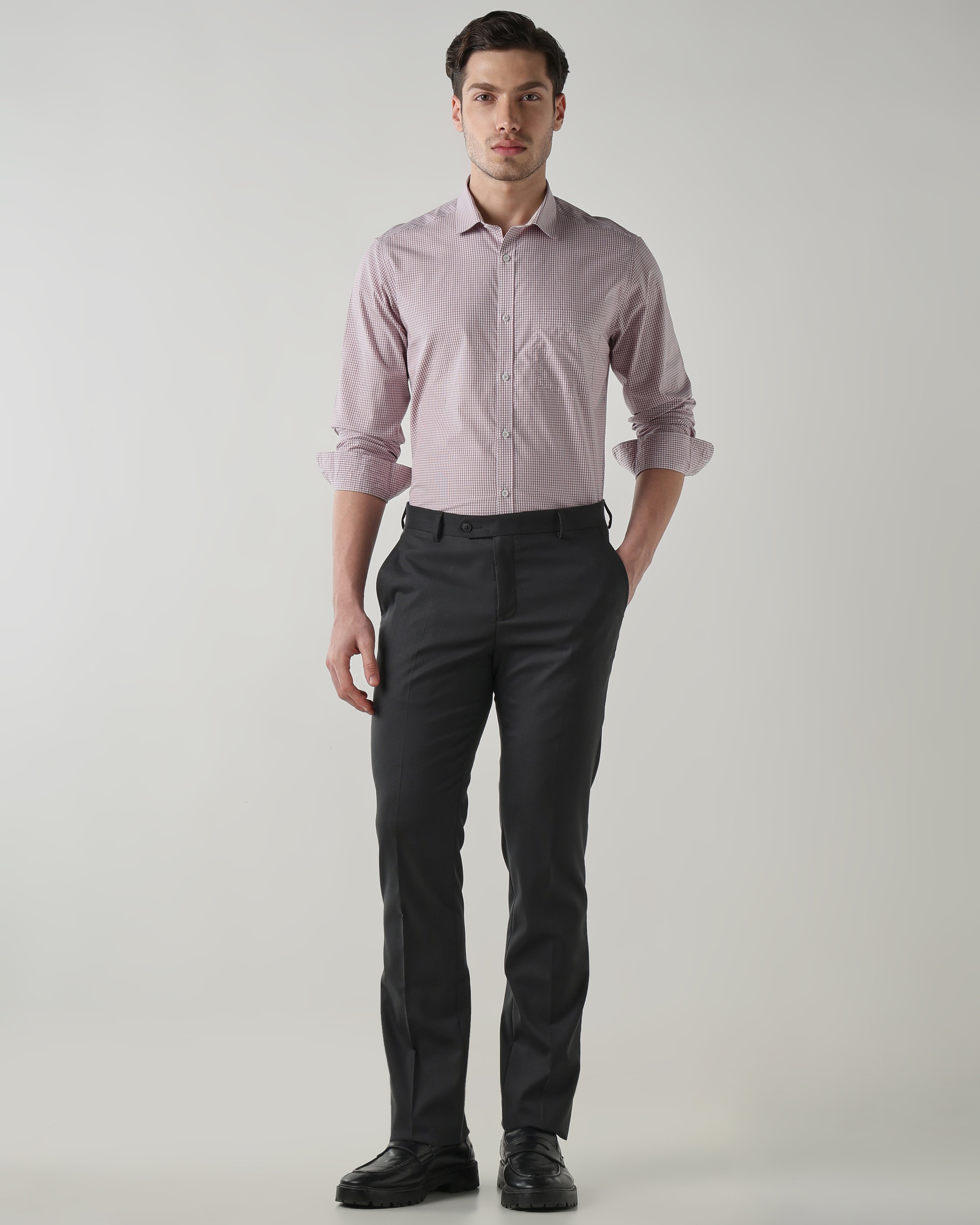 Men Regular Fit Shirt White/Maroon