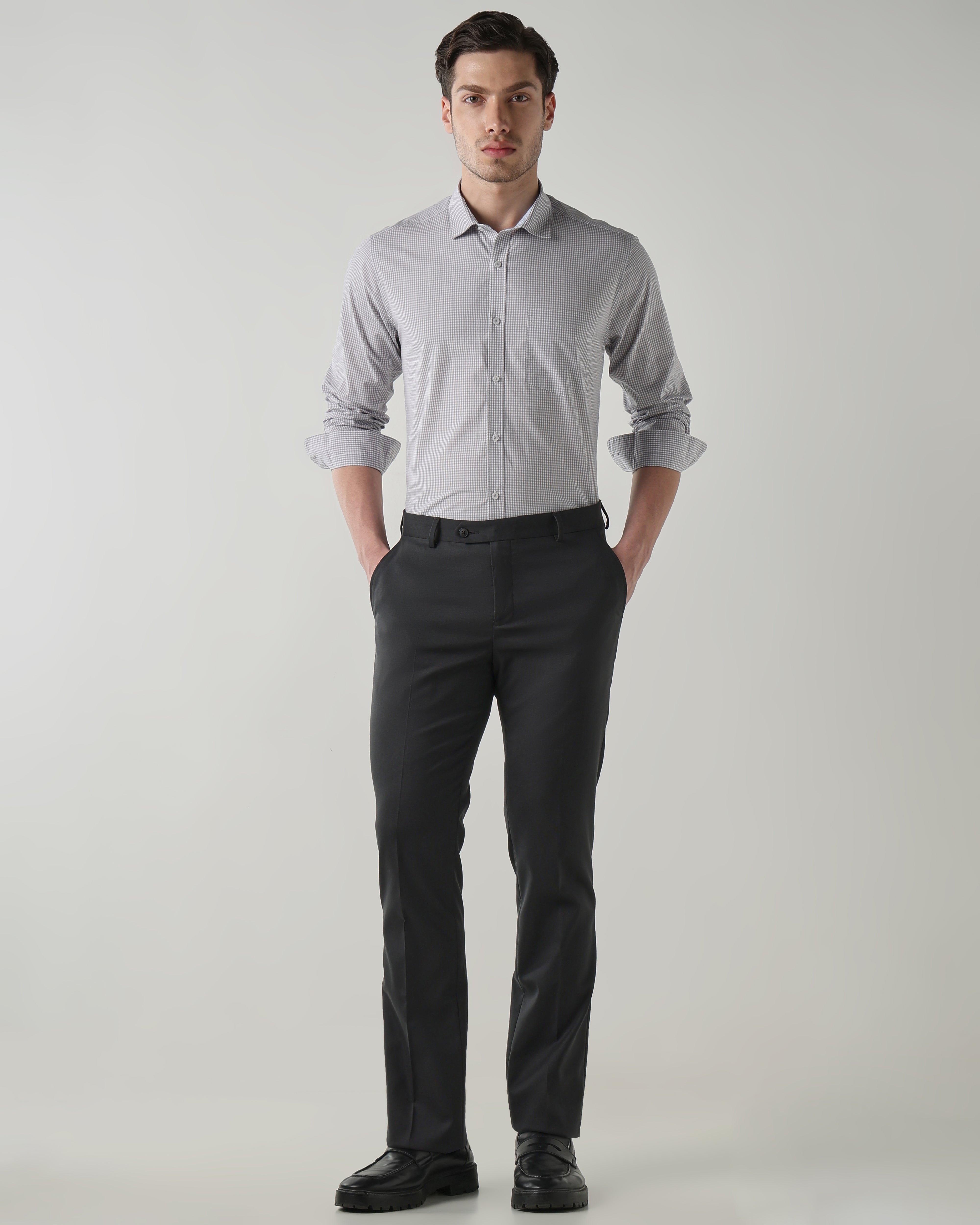 Men Regular Fit Shirt White/Mid Grey