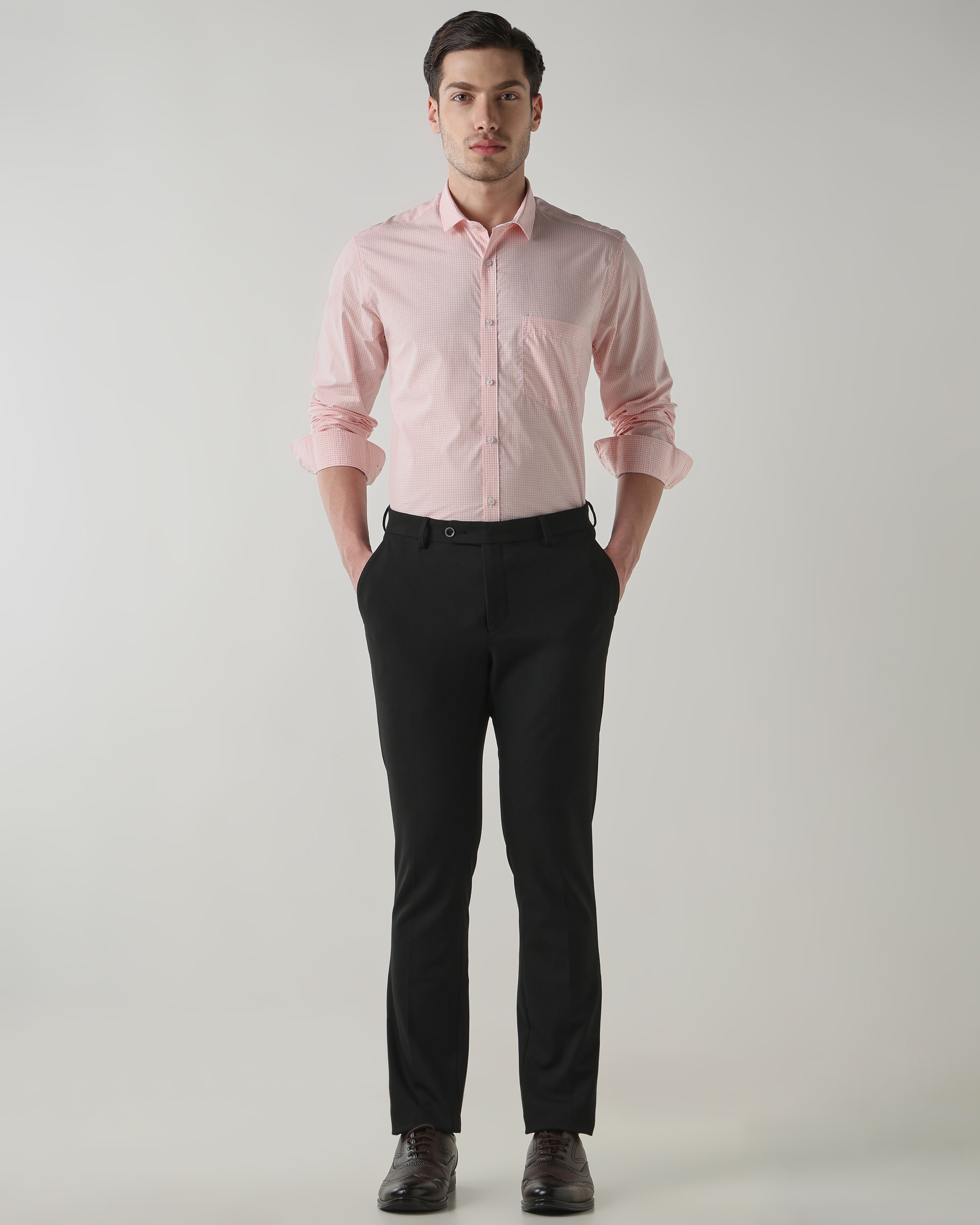 Men Regular Fit Shirt White/Light Orange