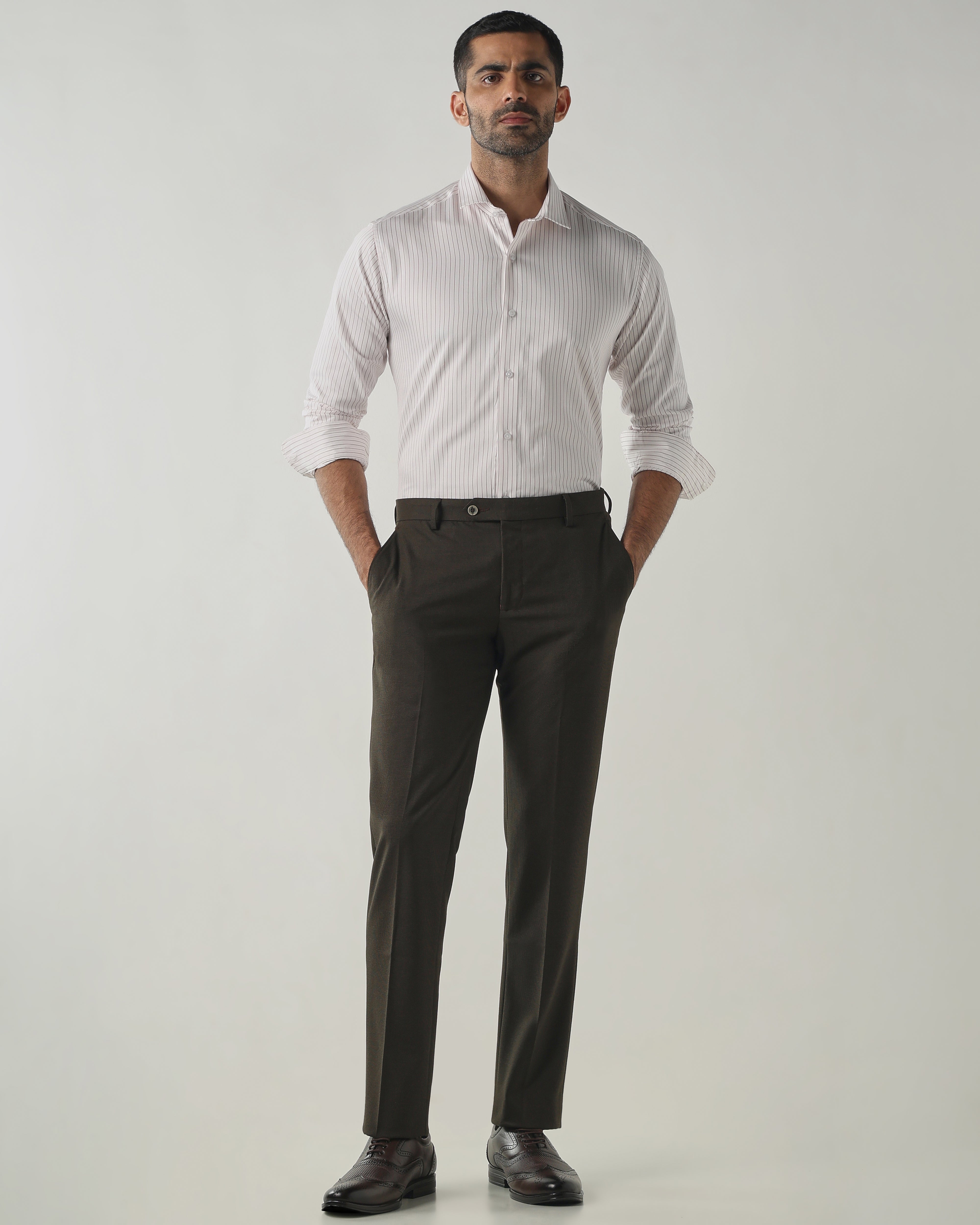 Olive Tailor Fit Fashion Formal Trousers