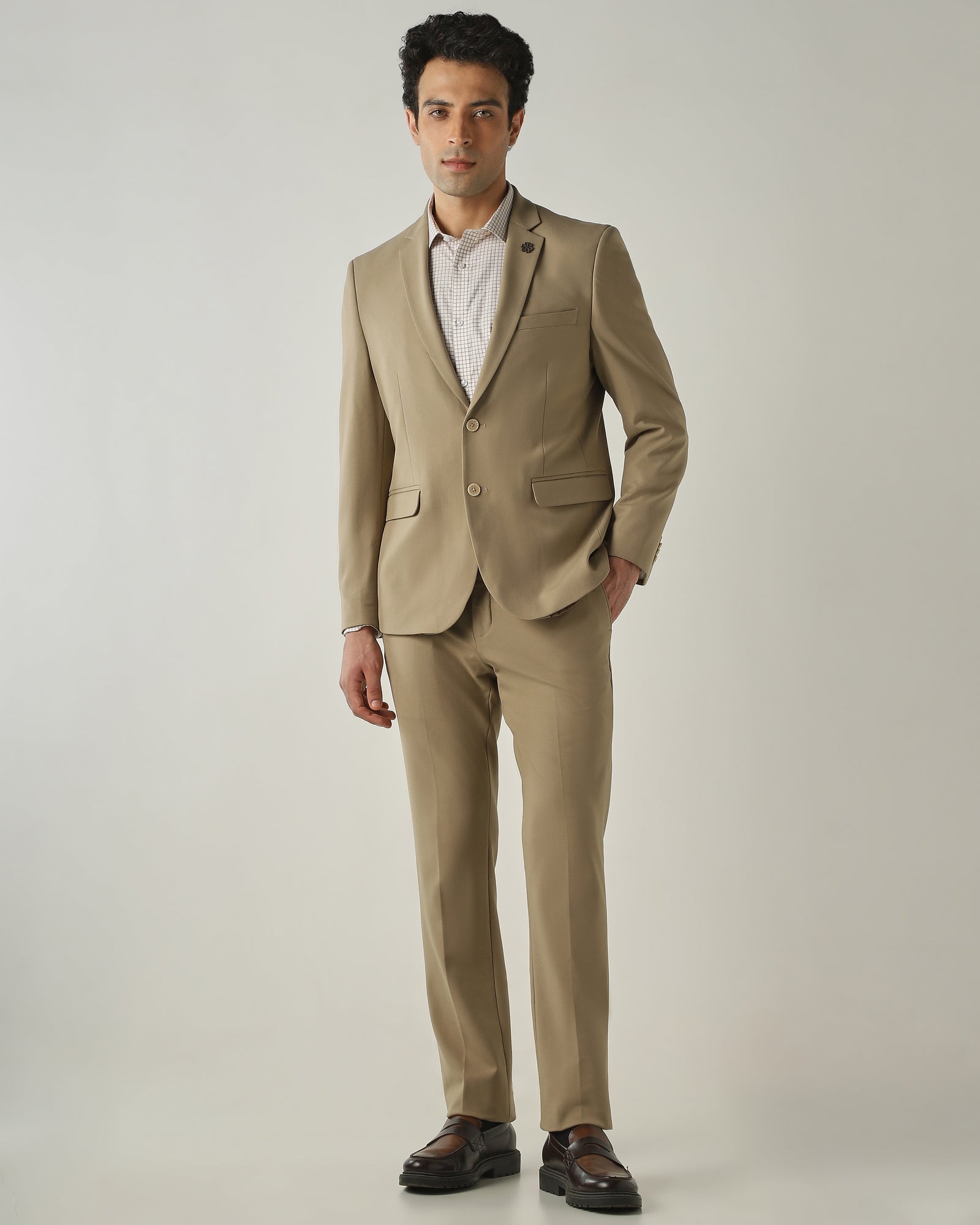 Blazer Beige Tailor Fit Polyviscose