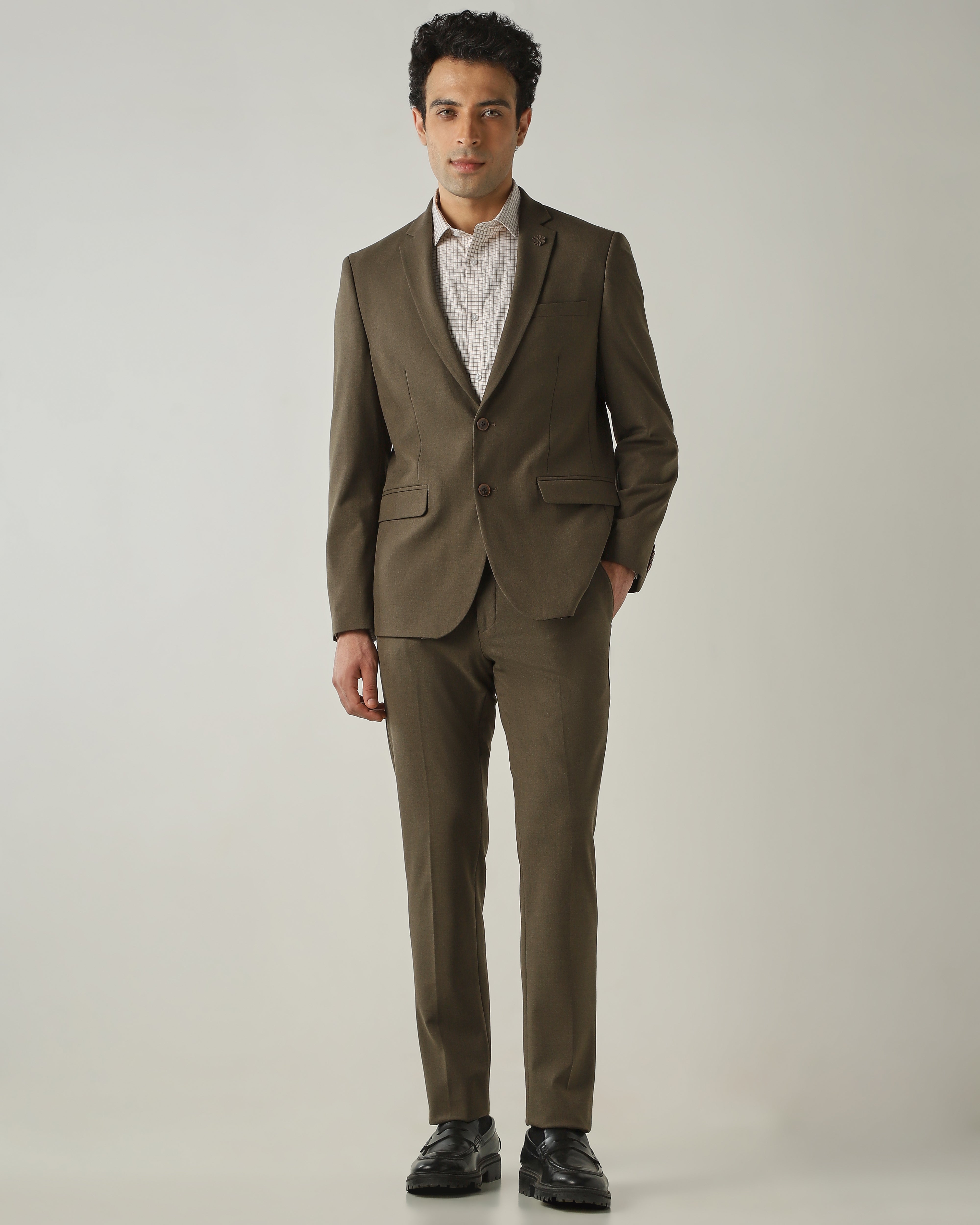 Blazer Khaki Tailor Fit Polyviscose