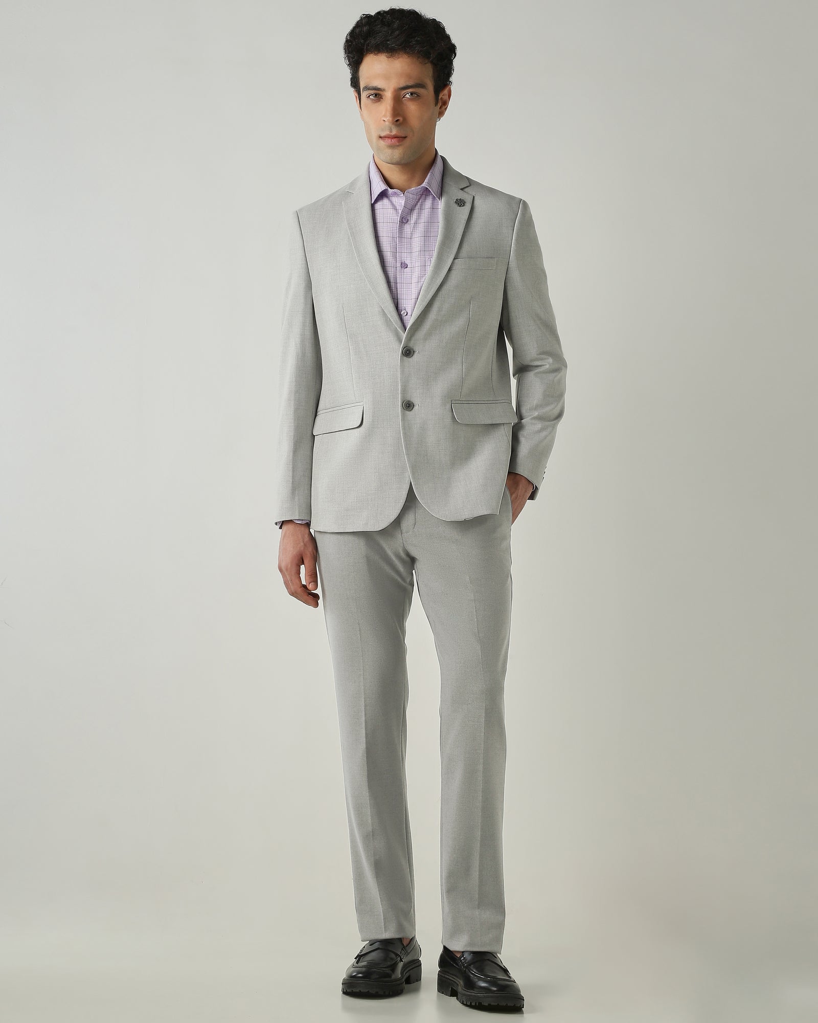 Blazer Lt Grey Tailor Fit Polyviscose