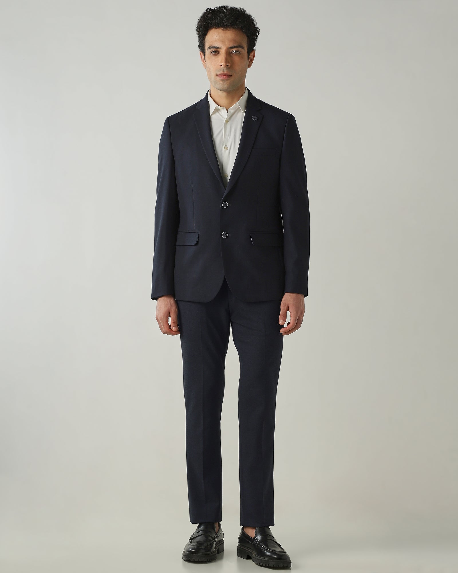 Blazer Navy Regular Fit Polyviscose