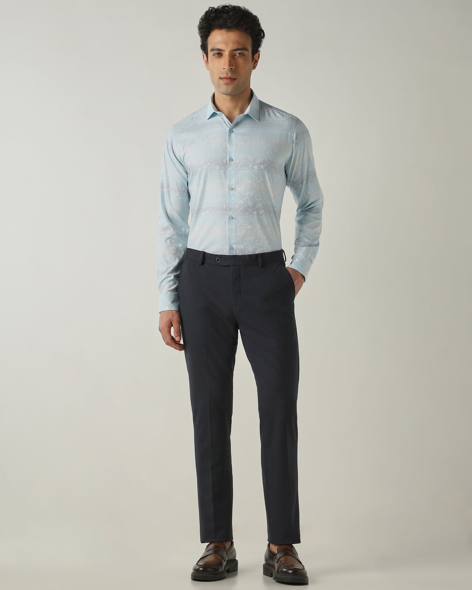 Shirt Sky Blue Slim Fit 100% Cotton