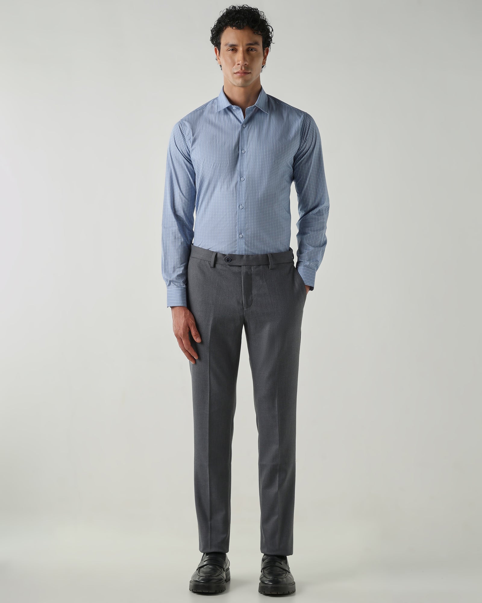 Men Slim Fit Shirts Blue