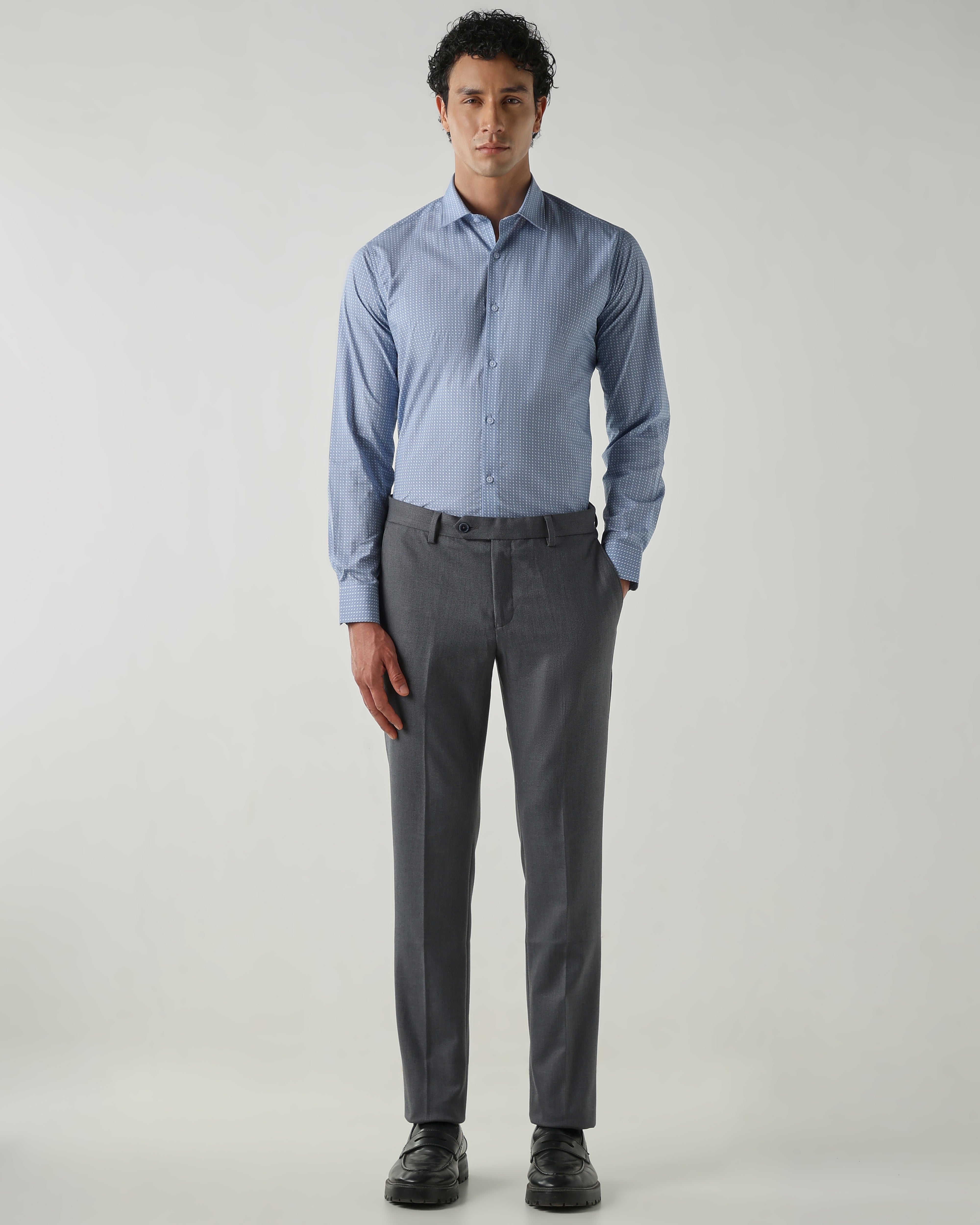 Men Slim Fit Shirts Blue