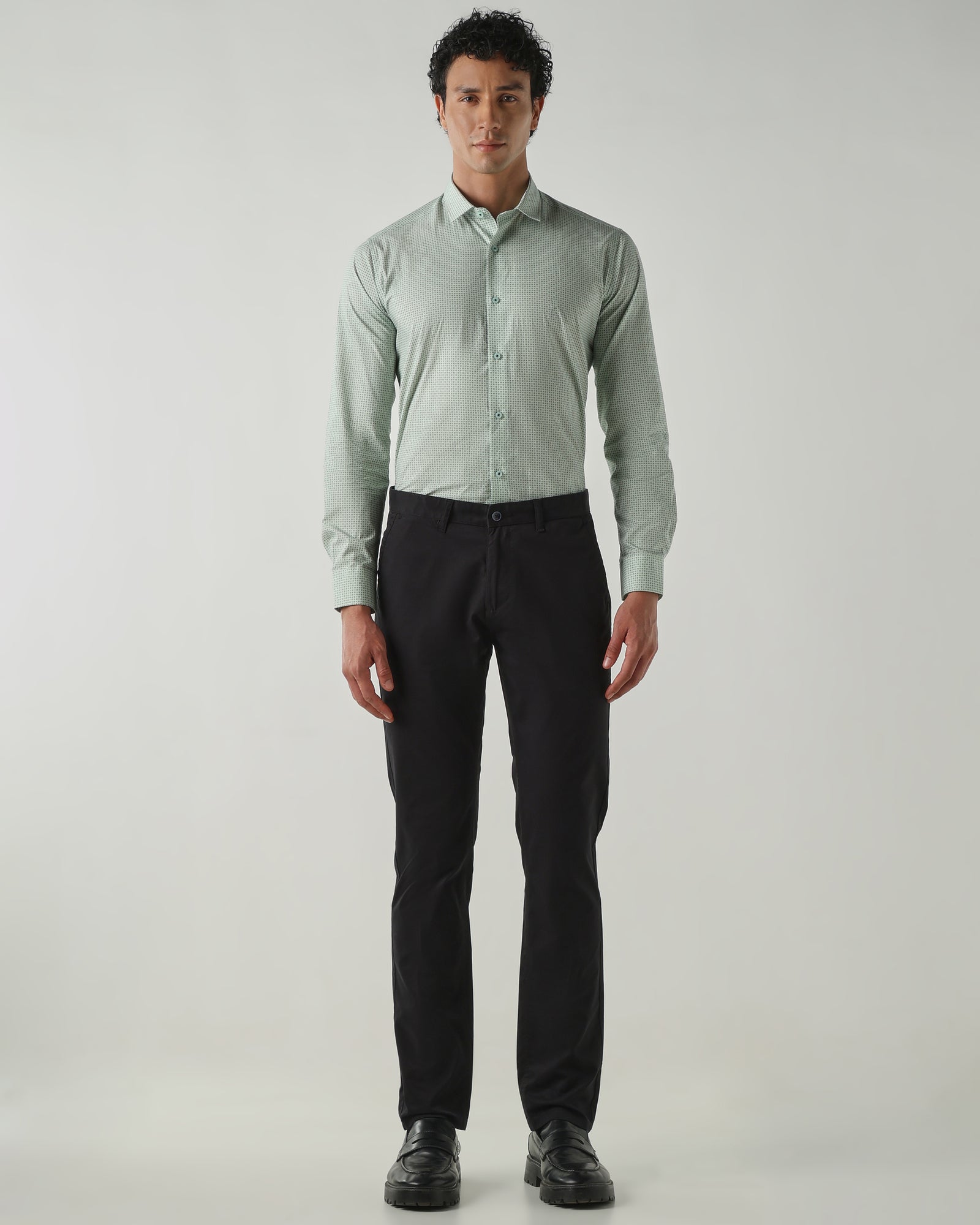 Men Slim Fit Shirts Green