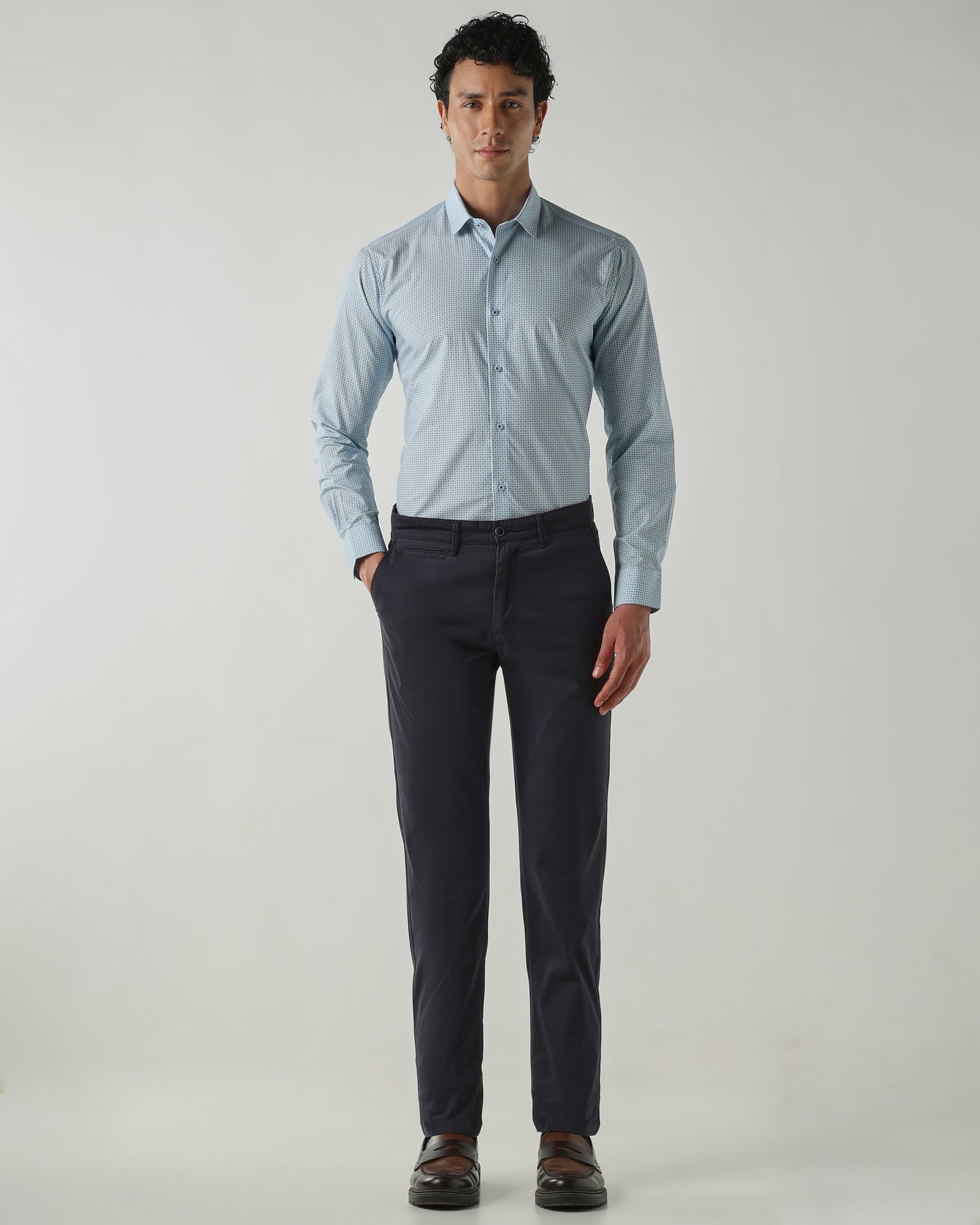 Men Slim Fit Shirts Sky Blue