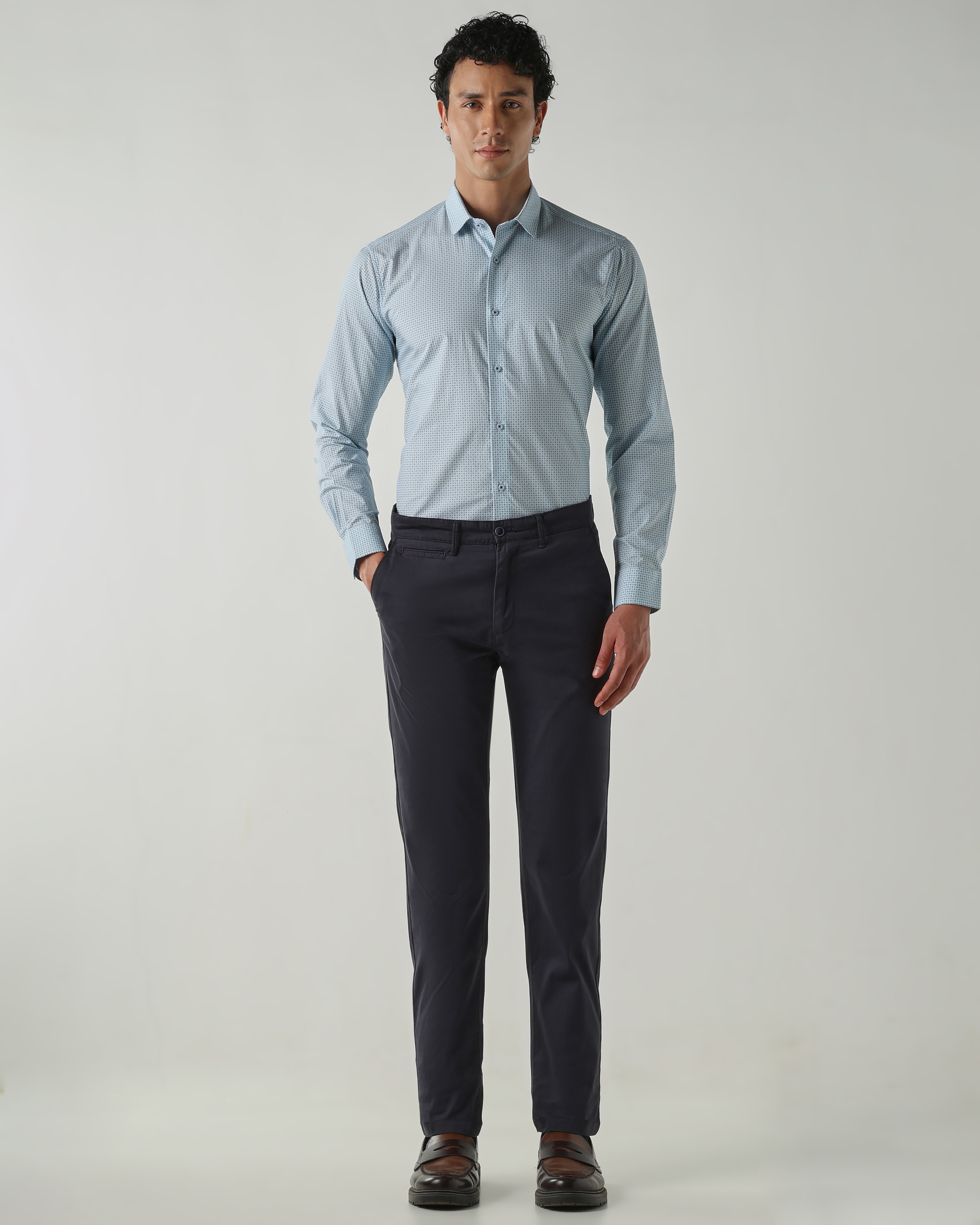 Men Slim Fit Shirts Sky Blue