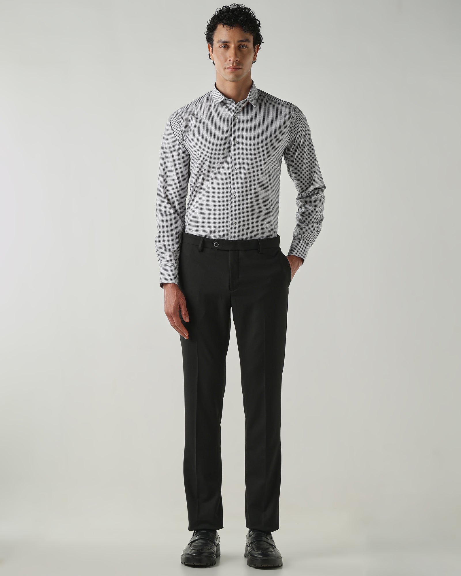 Men Slim Fit Shirts Black