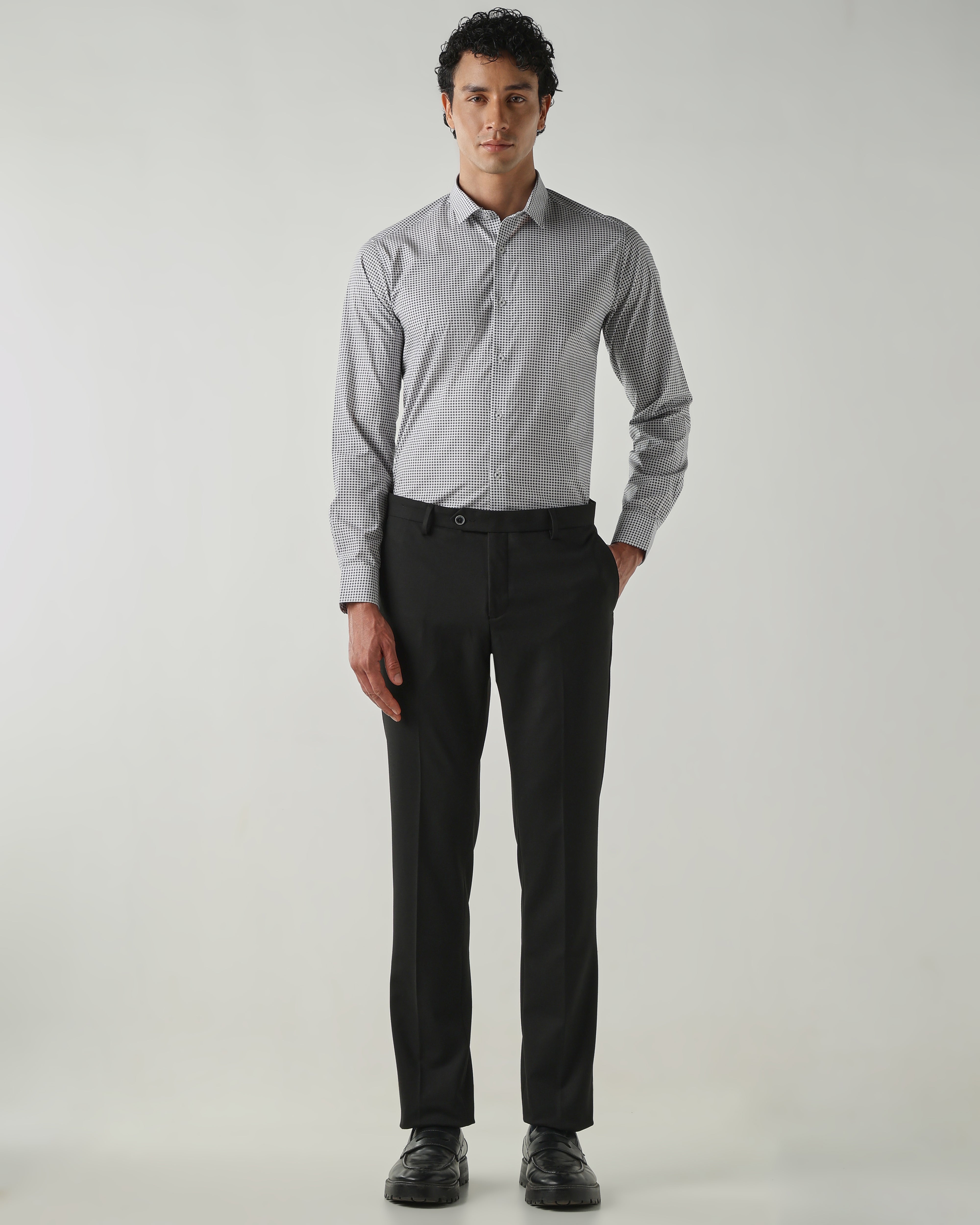 Men Slim Fit Shirts Black