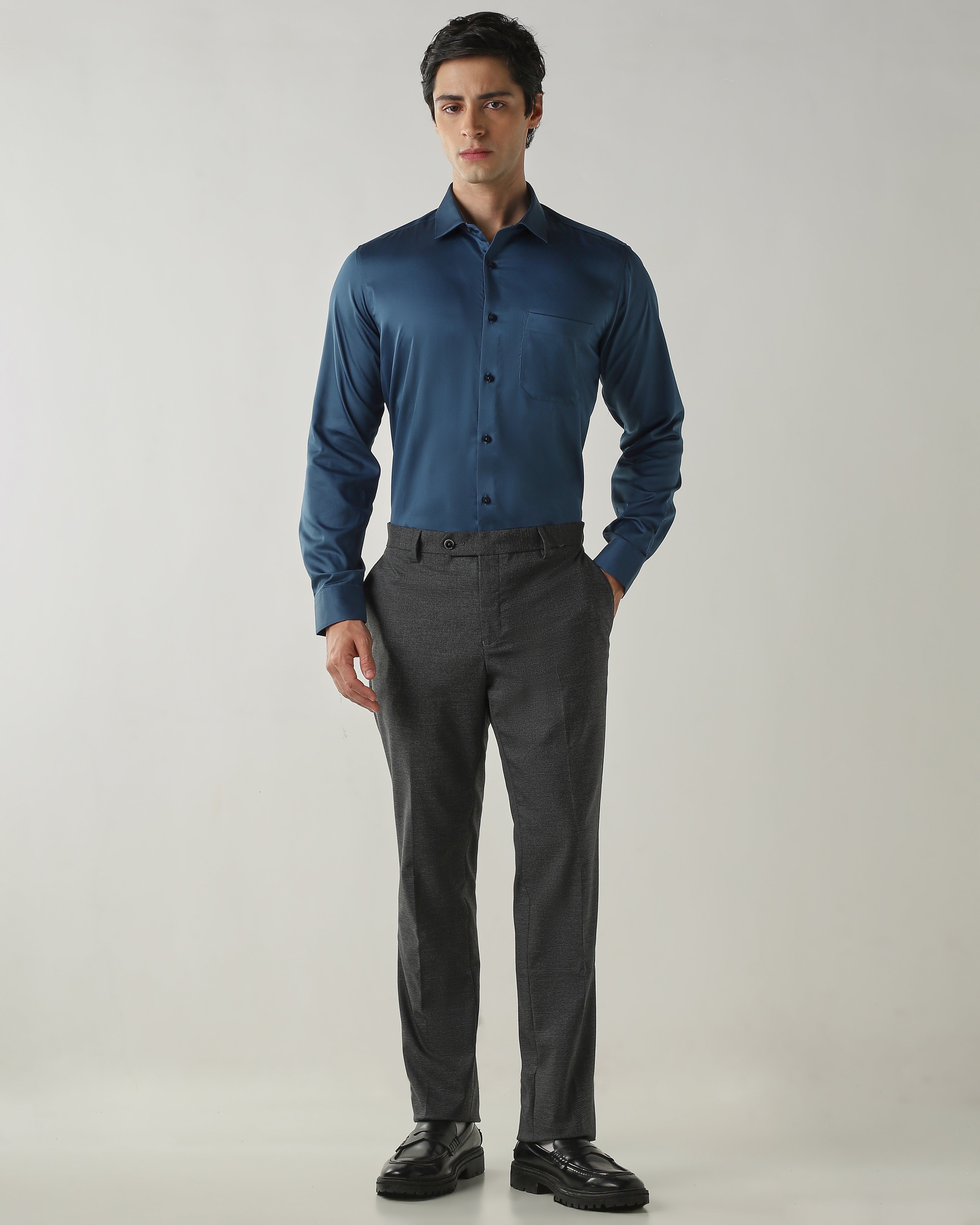 Slim Fit Shirt Teal Blue