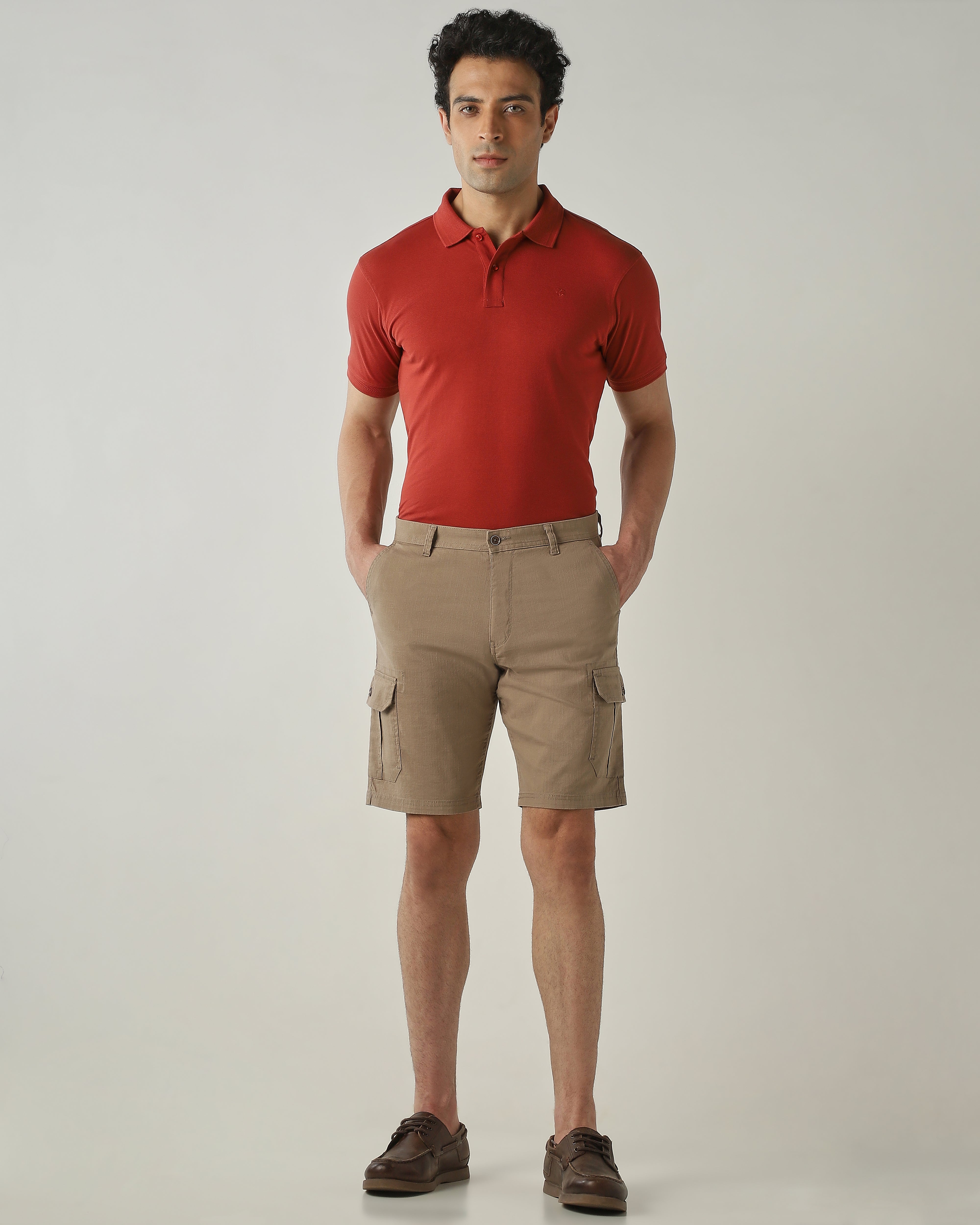 Cargo Short Khaki Regular Fit 100% Cotton