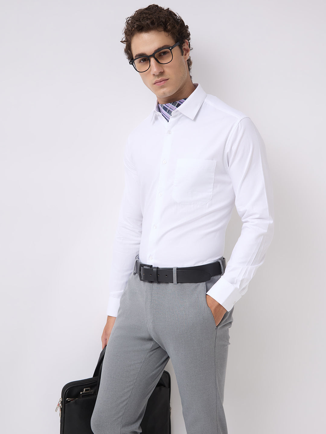 Men's Pure Cotton Solid Regular Fit Full Sleeve Formal Shirt - White