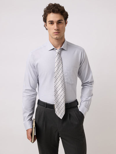 Men's Pure Cotton Dobby Solid Regular Fit Full Sleeve Formal Shirt - Green