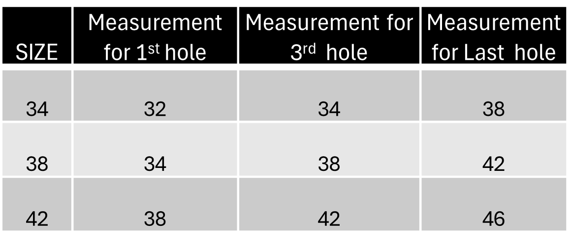 Size Chart CM