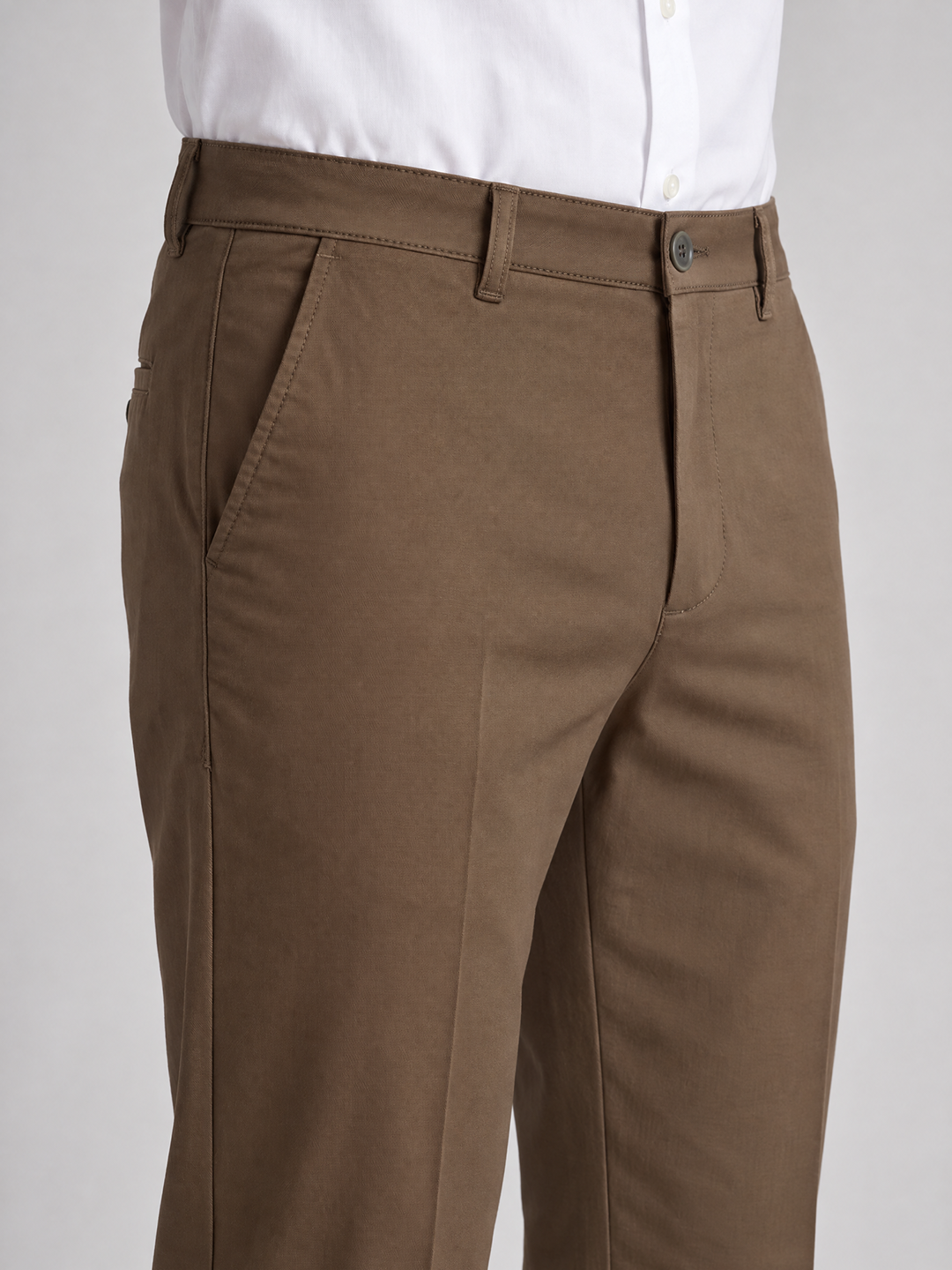 Men's Solid Cotton Stretch Regular Fit Casual Trousers - Grey