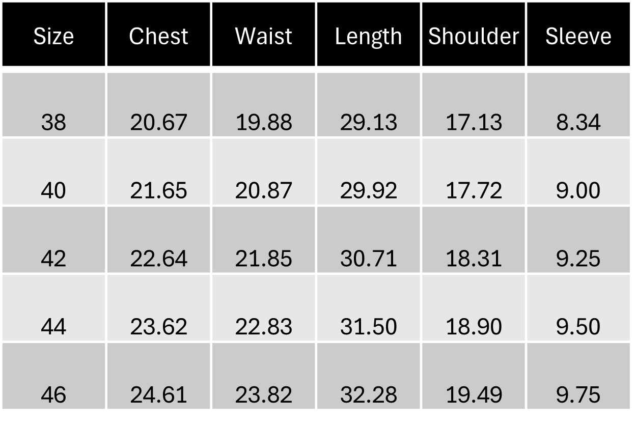 Size Chart IN