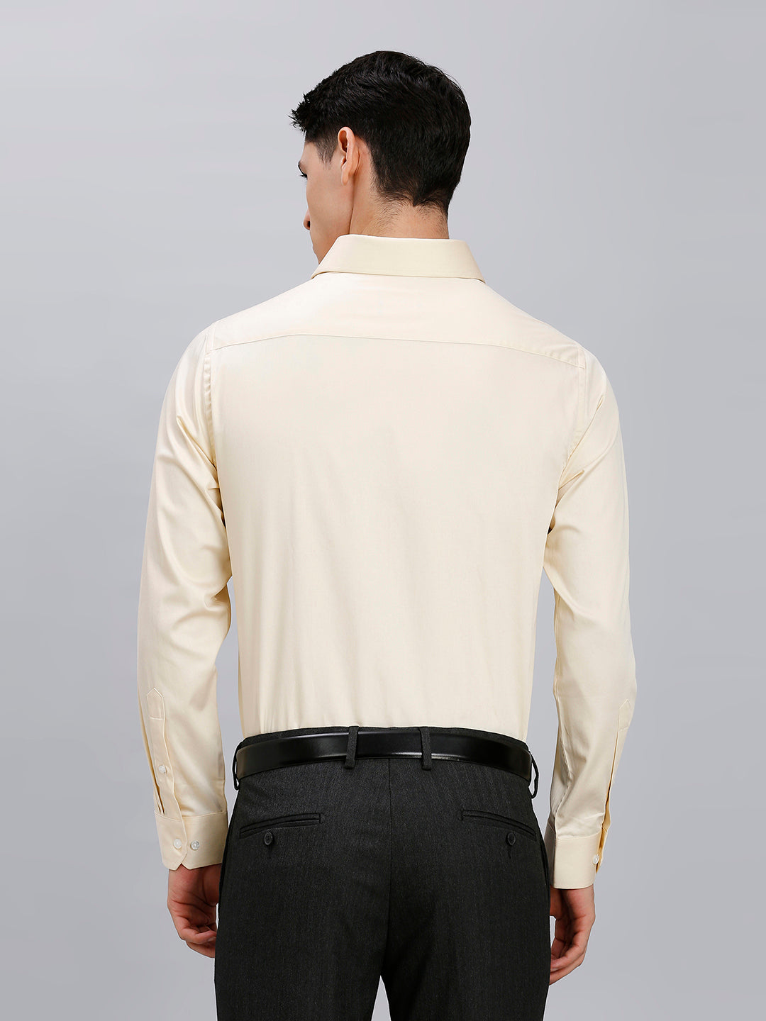 Beige Solid Gizacotton Regular Fit Formal Full Sleeve Shirt