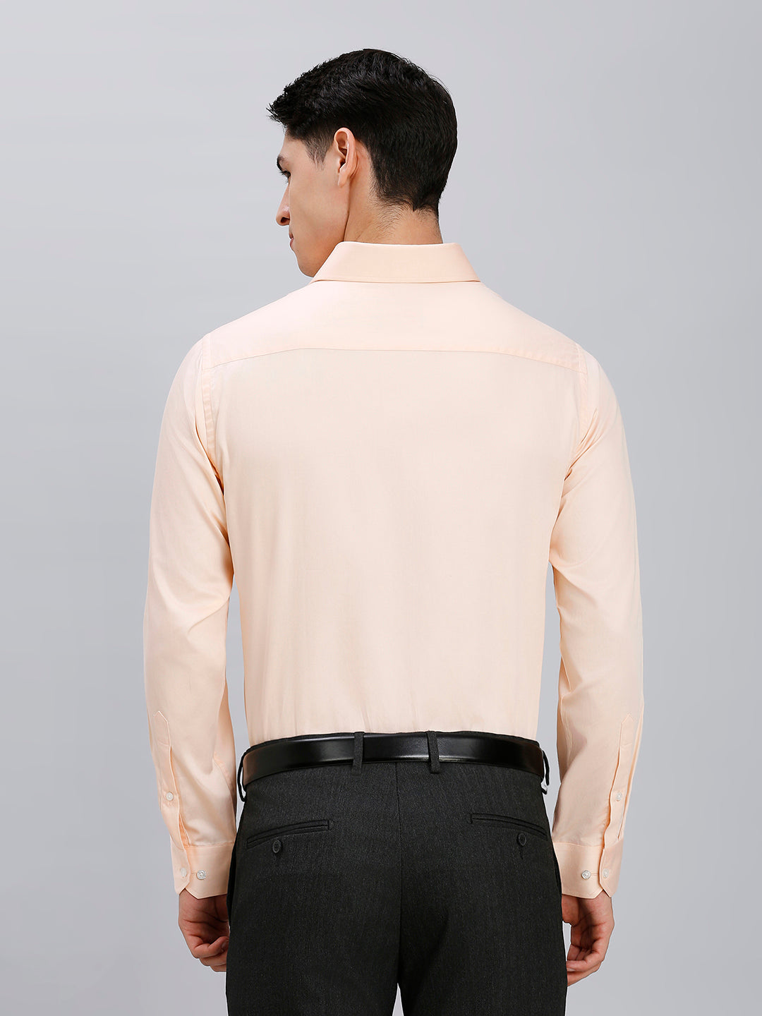 Peach Plain Gizacotton Regular Fit Formal Full Sleeve Shirt