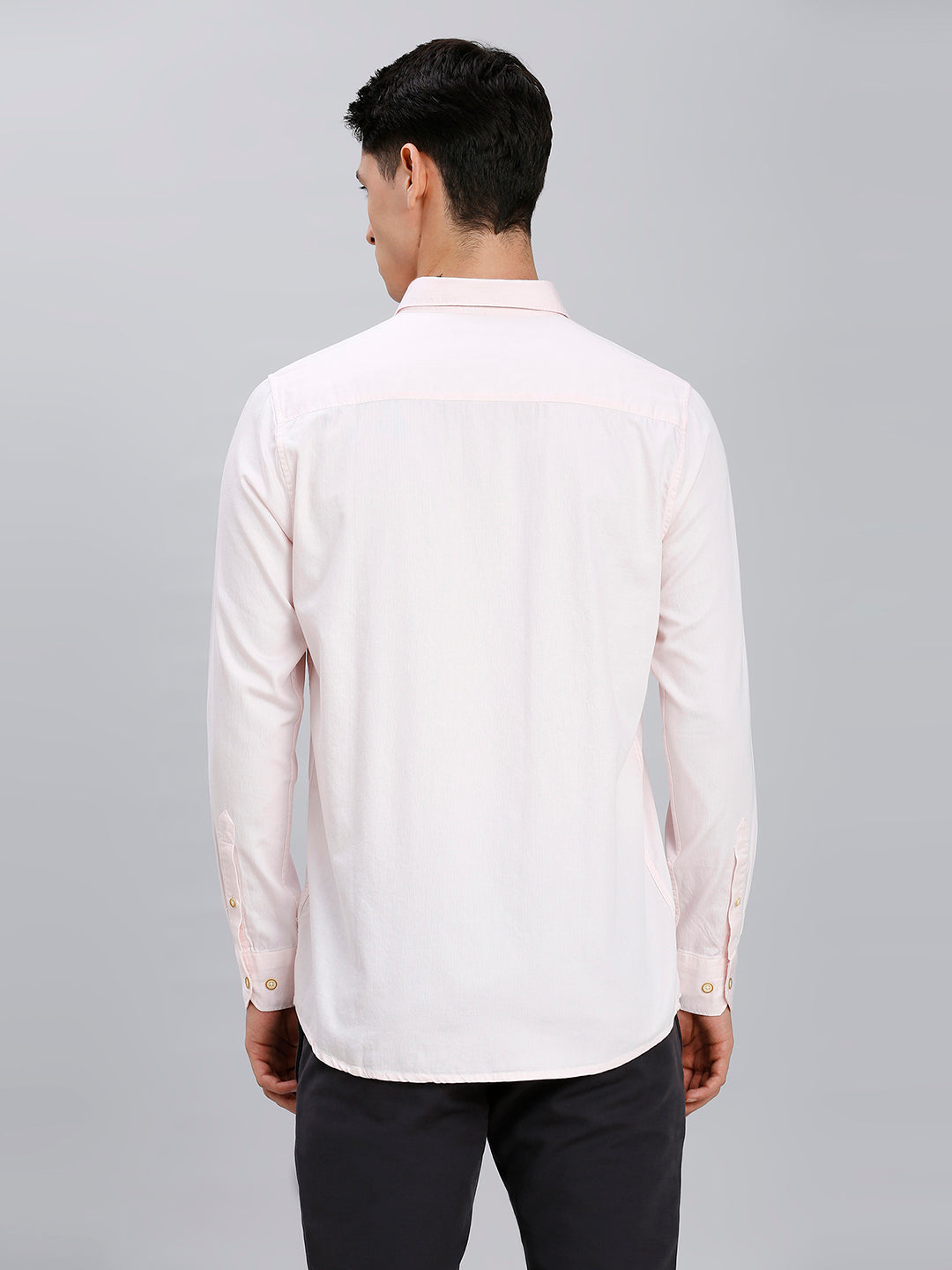 Baby Pink Dobby Y/D 100% Cotton Slim Fit Casual Full Sleeve Shirt