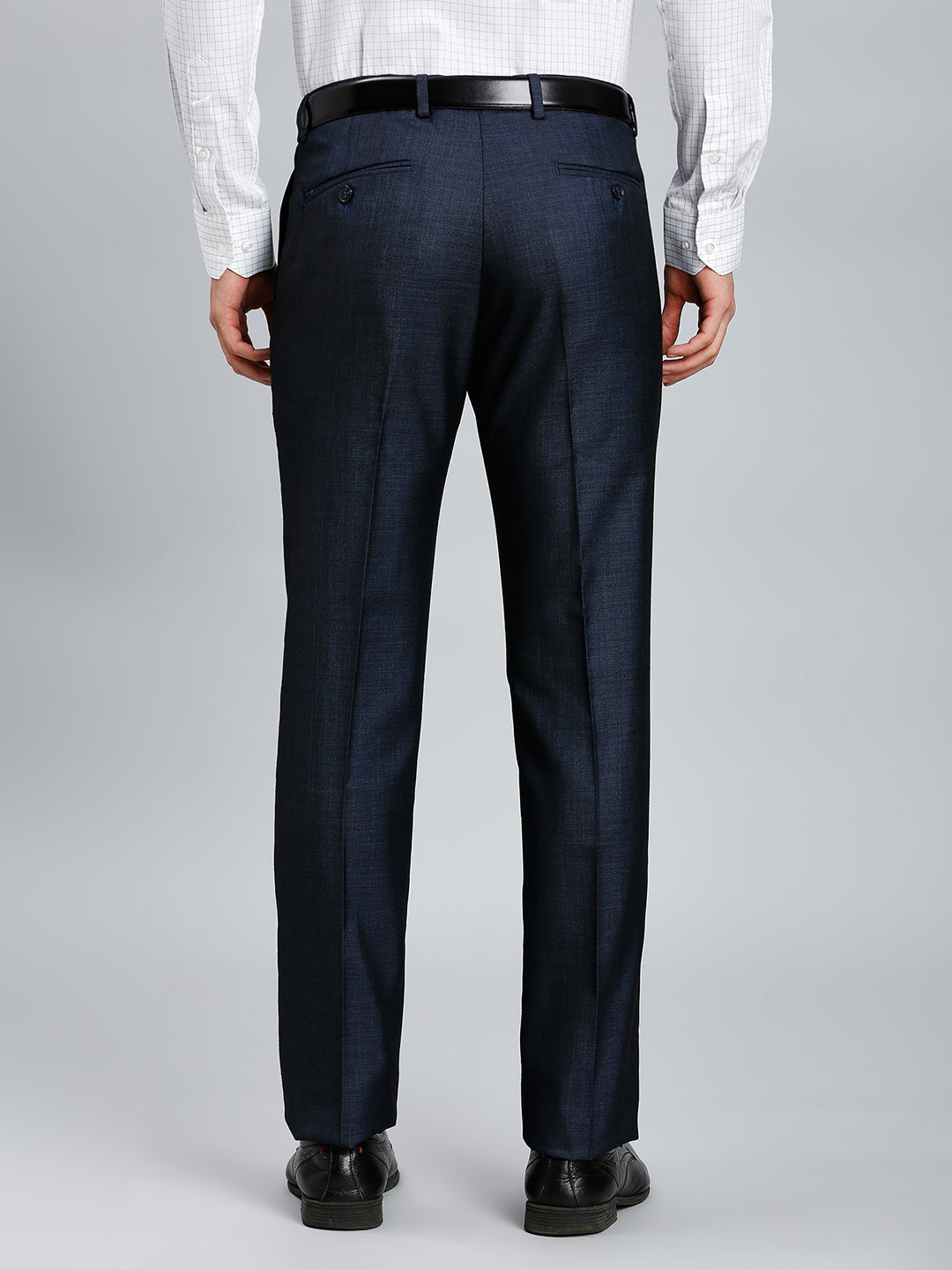 Navy Plain Poly Viscose Tailor Fit Formal Cross Pocket Trouser