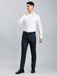 Navy Plain Poly Viscose Tailor Fit Formal Cross Pocket Trouser