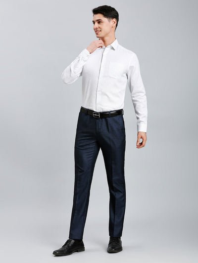 Navy Plain Poly Viscose Tailor Fit Formal Cross Pocket Trouser