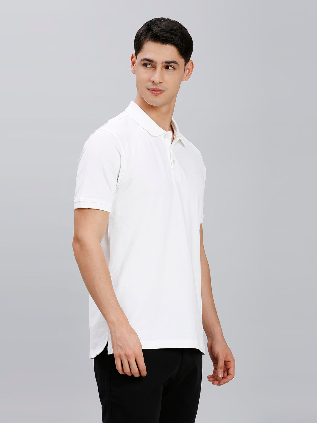 White Pq Cotton Spandex Slim Fit Casual Half Sleeve T-Shirt