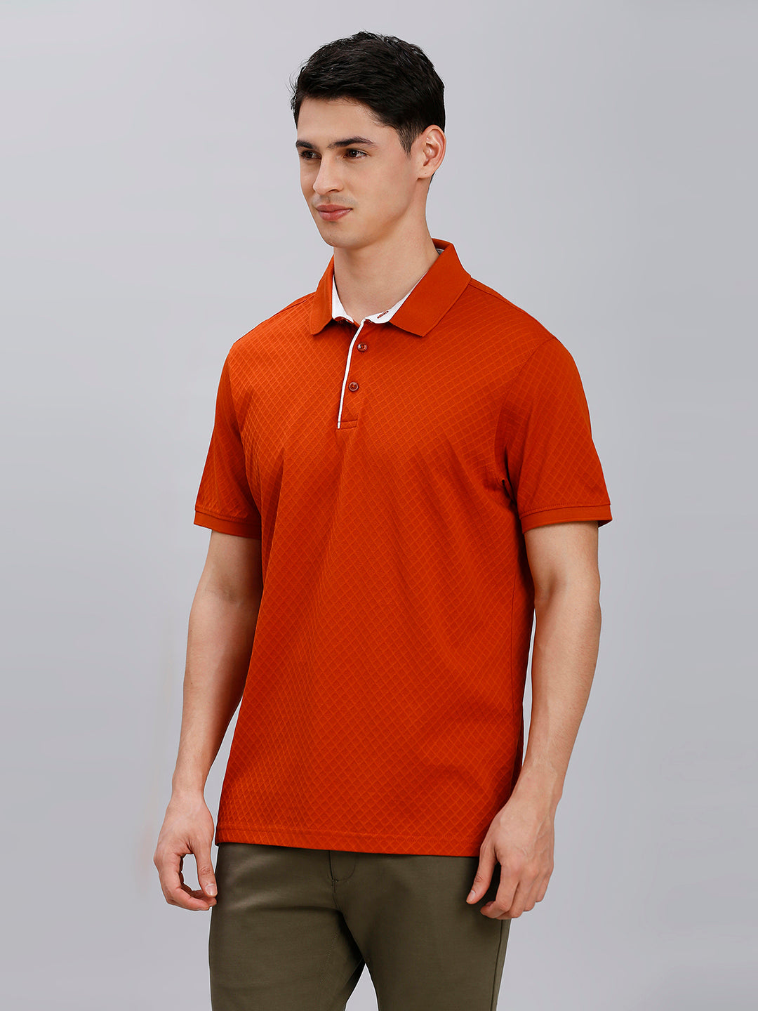 Tangerina Jacquard 100% Cotton Slim Fit Casual Half Sleeve T-Shirt