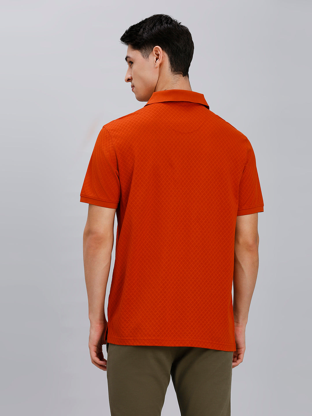 Tangerina Jacquard 100% Cotton Slim Fit Casual Half Sleeve T-Shirt