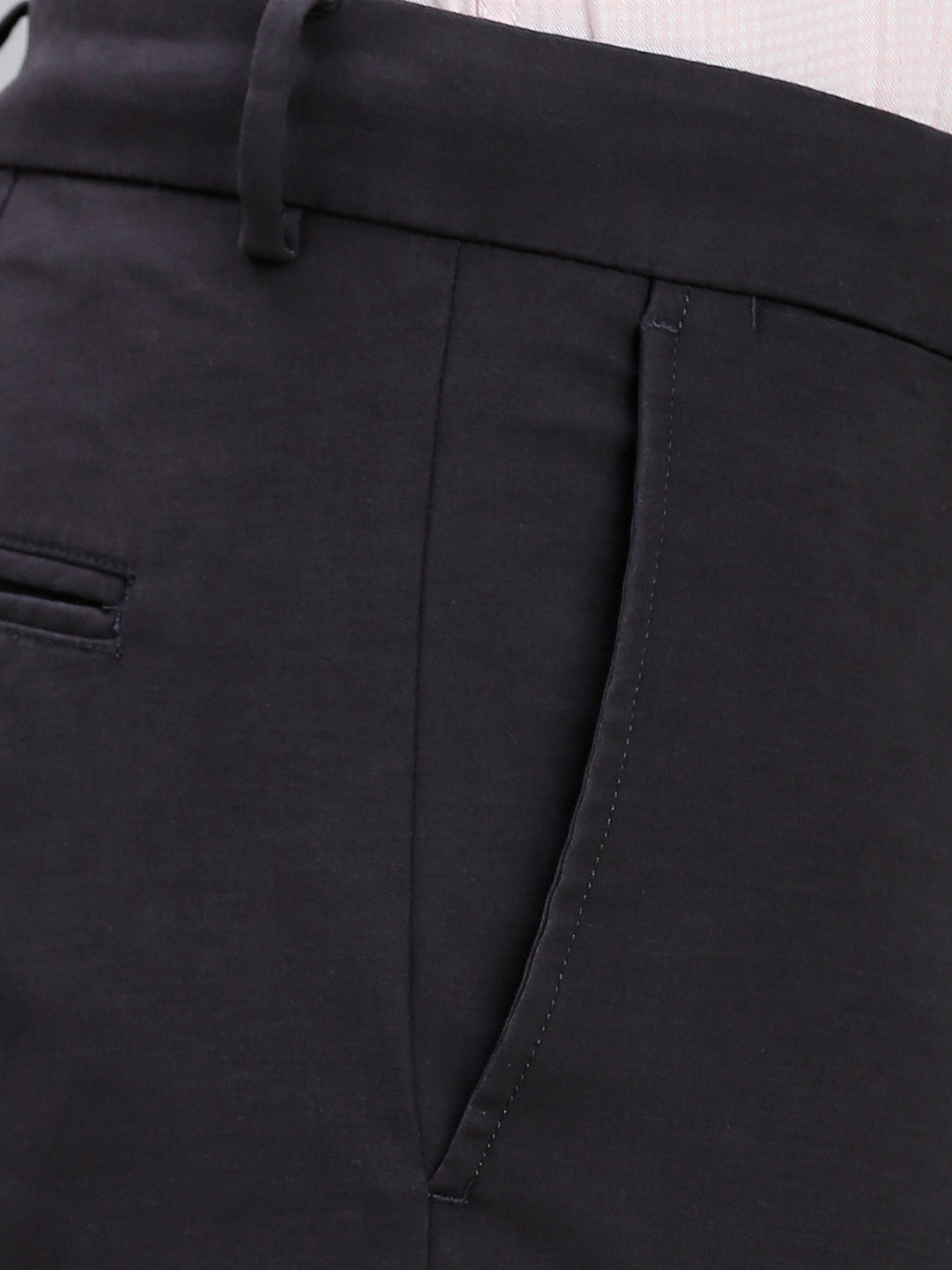 Grey Plain Cotton Elastane Slim Fit Casual Cross Pocket Chino