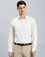 White & Khaki Dobby Stripe 100% Cotton Slim Fit Formal Full Sleeve Shirt