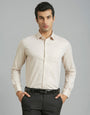 Beige Dobby Y/D 100% Cotton Regular Fit Formal Full Sleeve Shirt